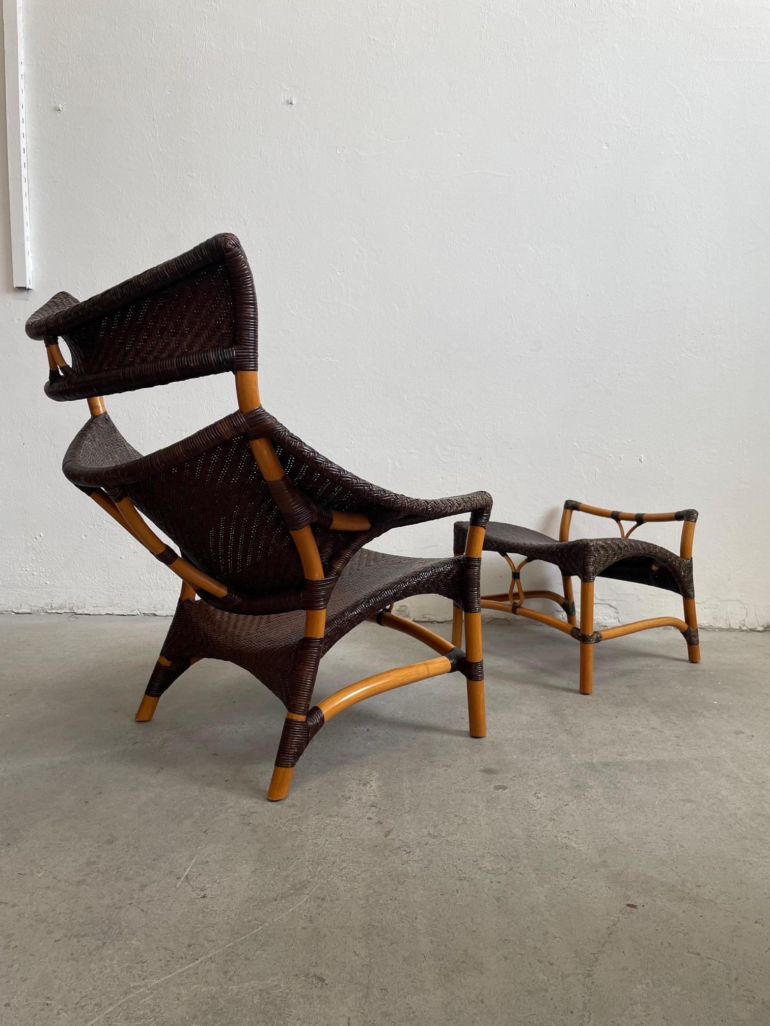 Late 20th Century 1980's Bamboo Lounge / Living room set, Chair and Side Table, by Yuzuru Yamakawa For Sale