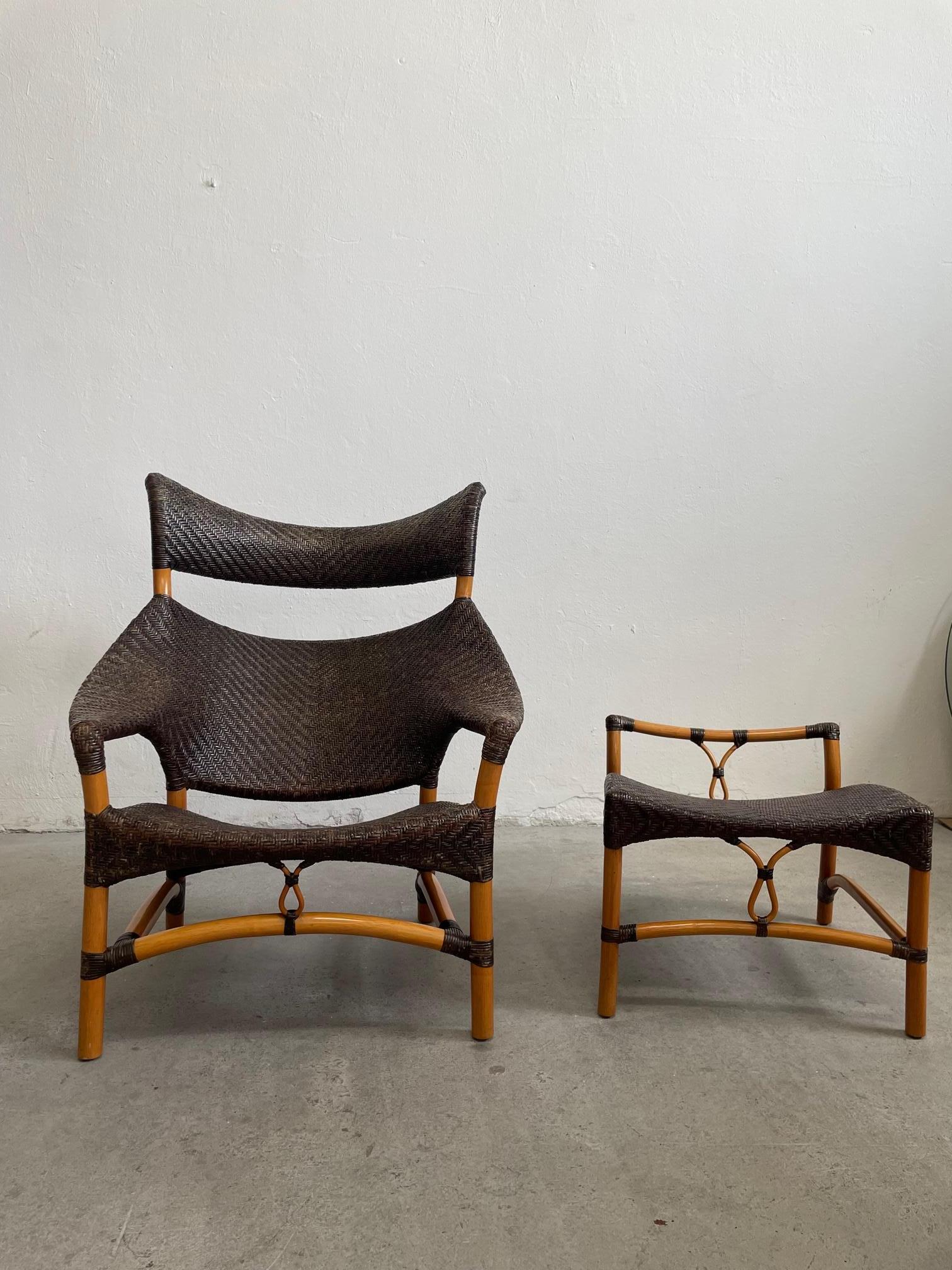 1980's Bamboo Lounge / Living room set, Chair and Side Table, by Yuzuru Yamakawa For Sale 2