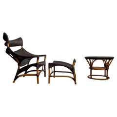 1980's Bamboo Lounge / Living room set, Chair and Side Table, by Yuzuru Yamakawa