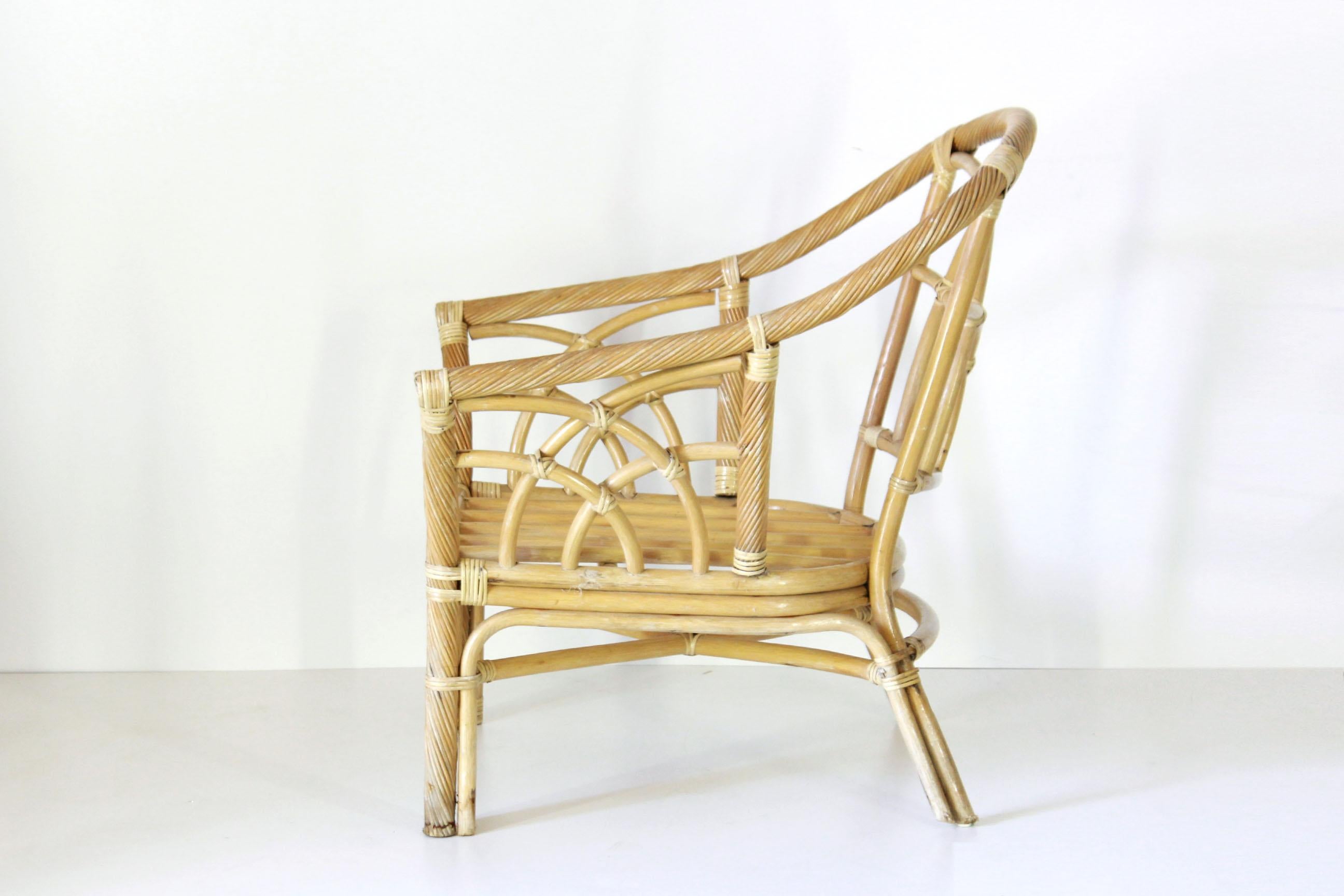 Italian 1980s Bamboo Vintage Garden Armchair For Sale