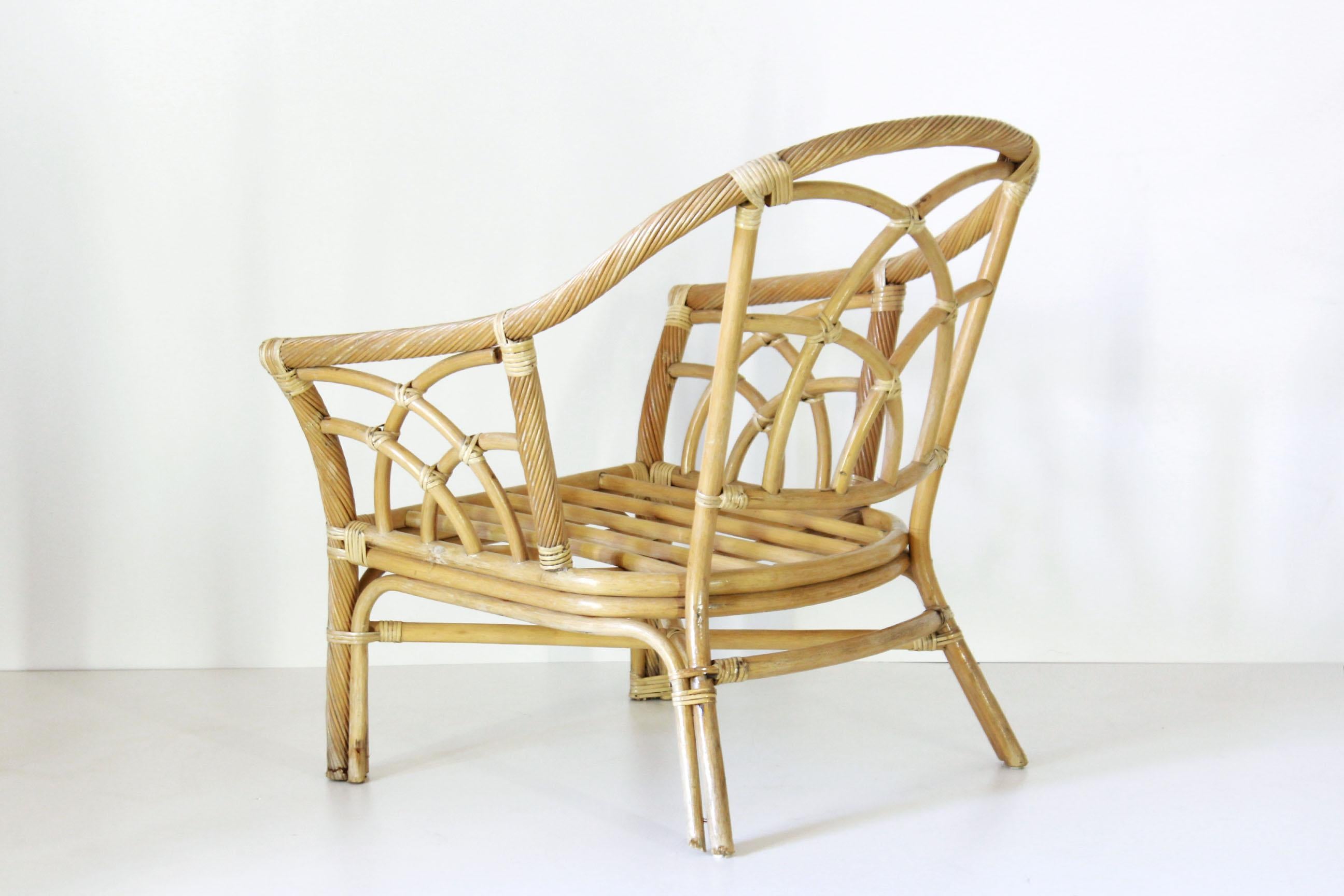 1980s Bamboo Vintage Garden Armchair In Good Condition For Sale In Ceglie Messapica, IT