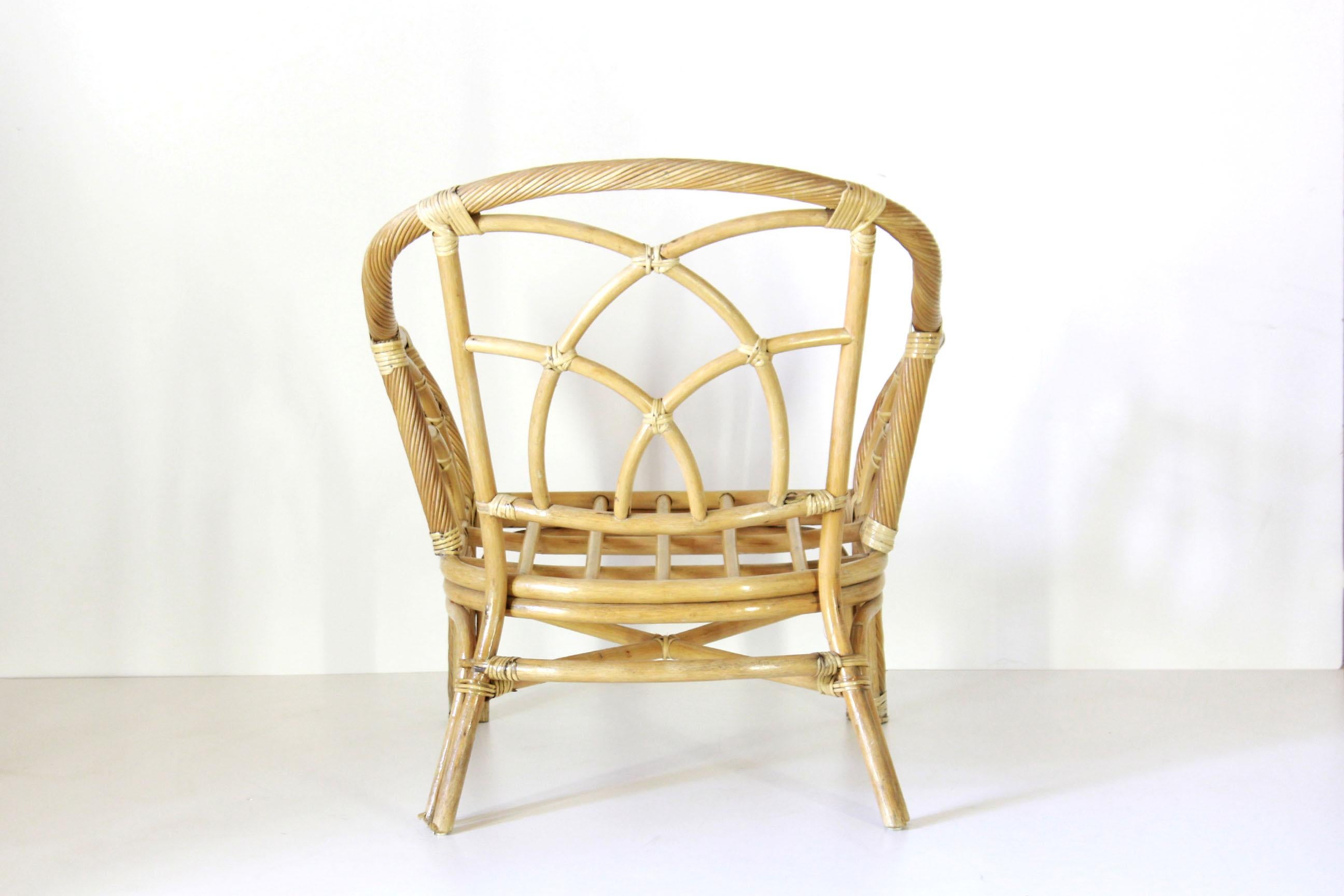 Late 20th Century 1980s Bamboo Vintage Garden Armchair For Sale