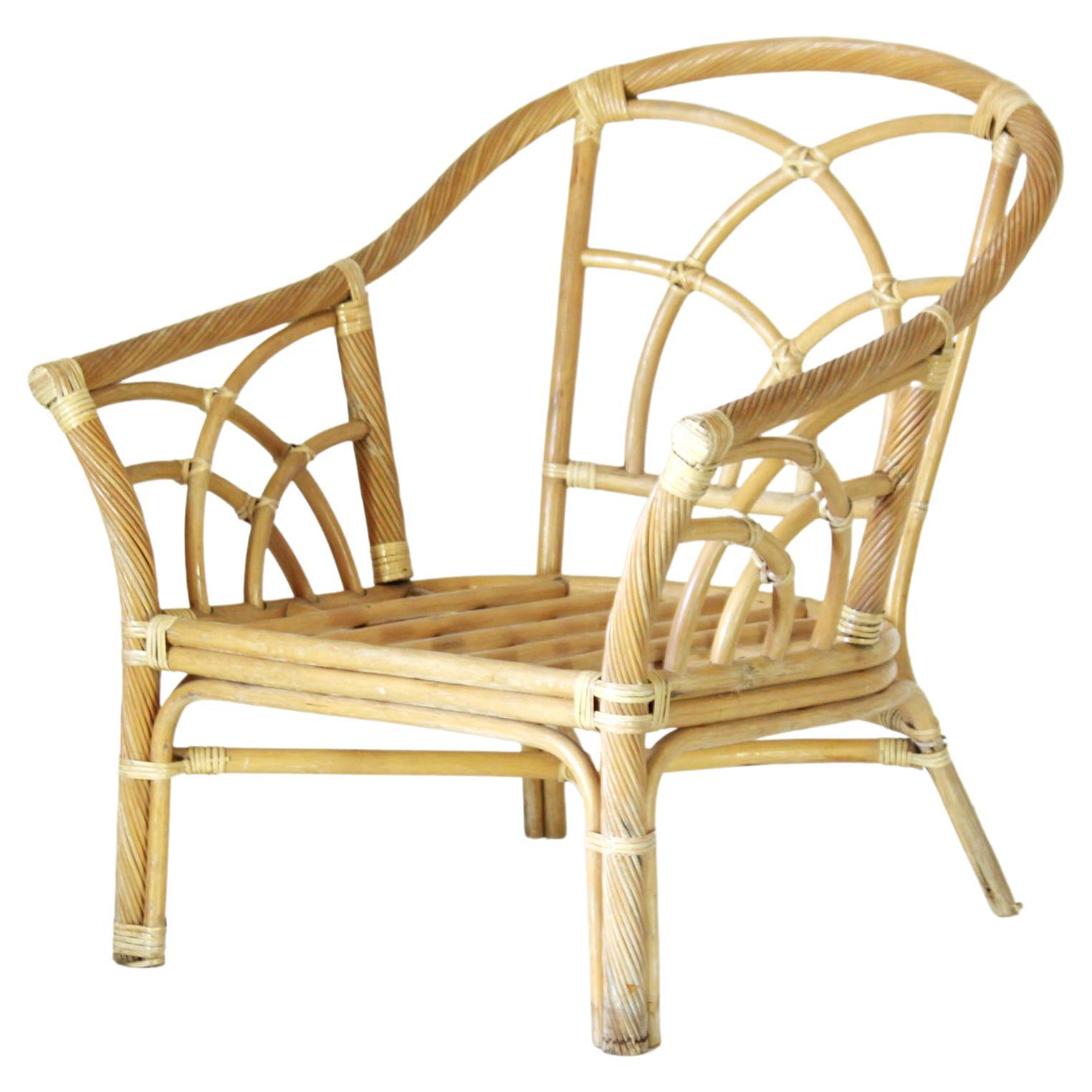 1980s Bamboo Vintage Garden Armchair For Sale