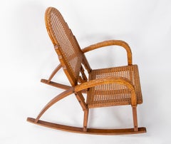 1980s Bamboo, Wood and Wicker Children's Rocking Chair