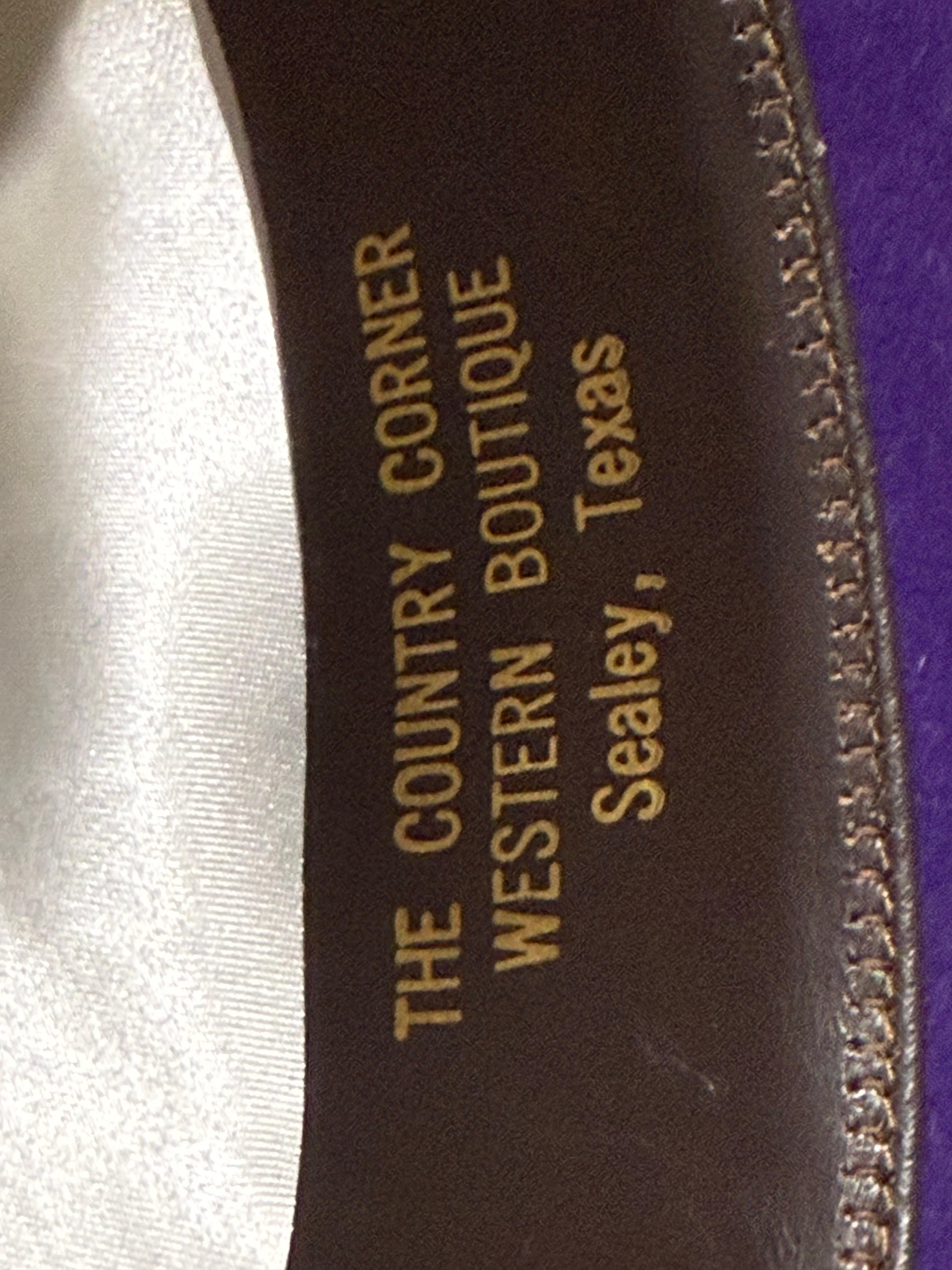 1980s Bandera Real Púrpura Fieltro de Lana Cowboy Western Hat w Corona arrugada en venta 11