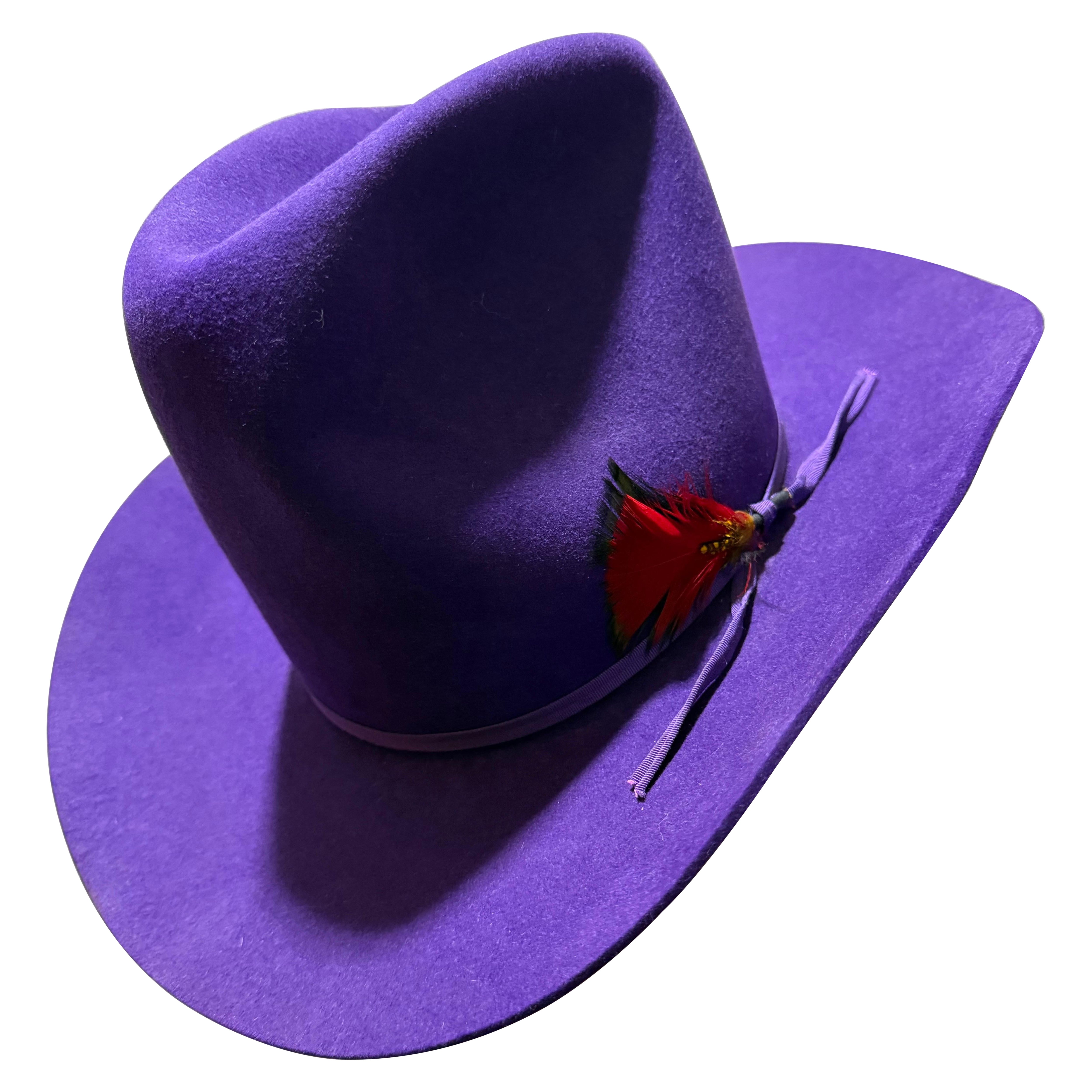 1980 Bandera Royal Purple Wool Felt Cowboy Western Hat w Creased Crown