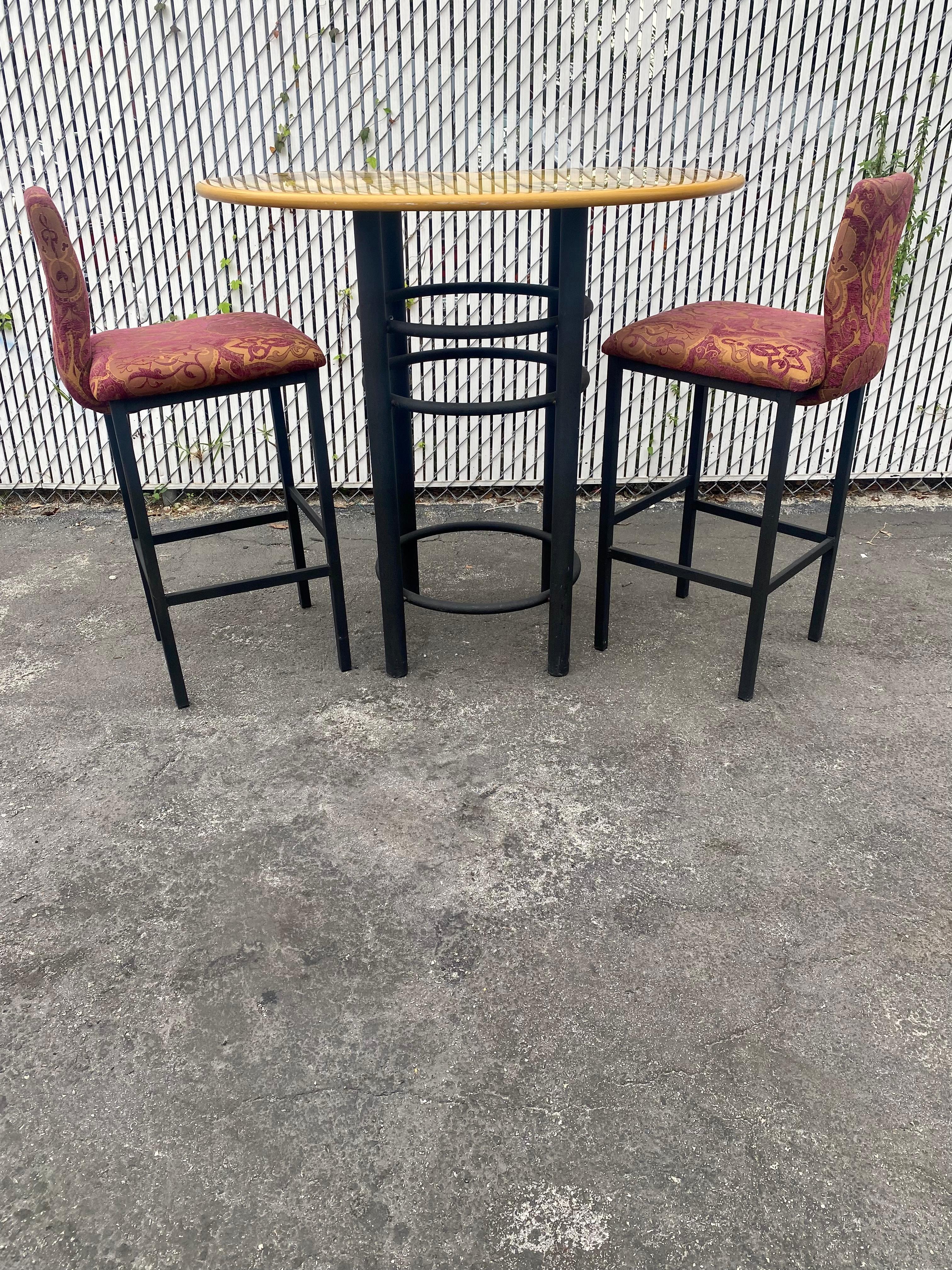 1980s Artistic Kidney Bar Pub Dining Table and Chairs, Set of 3 For Sale 3