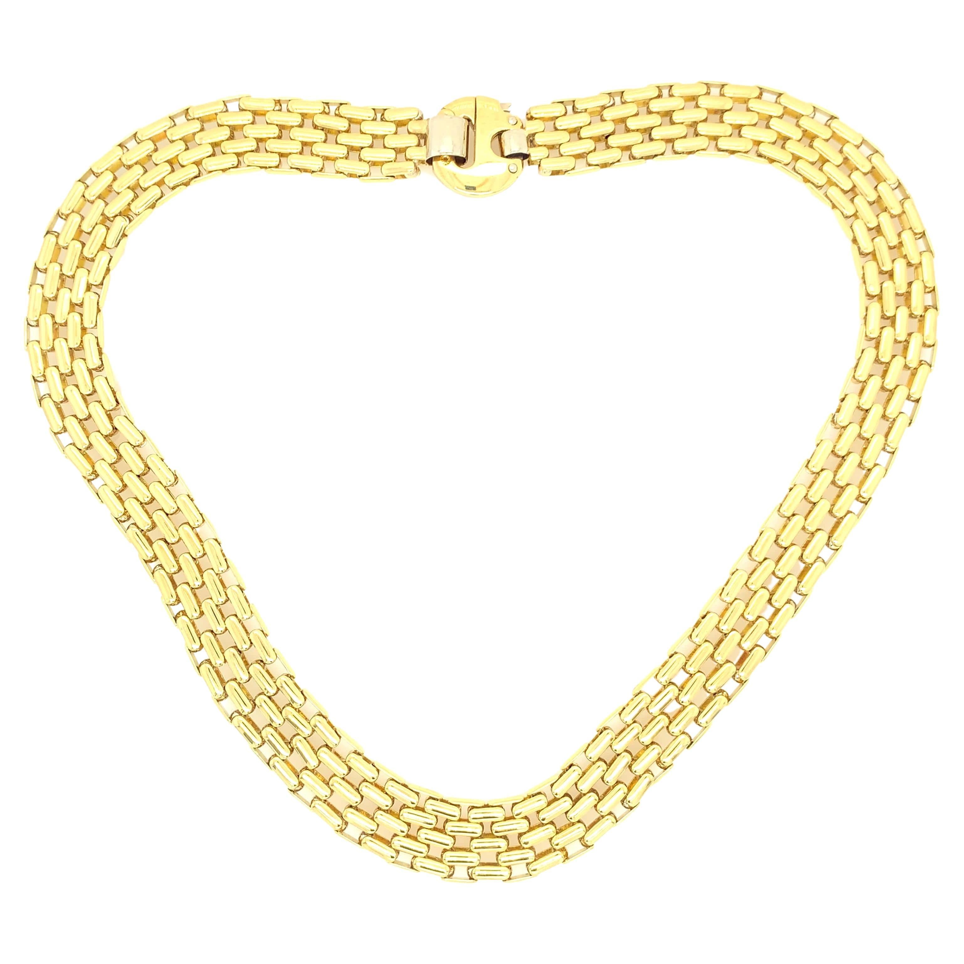 1980’s Baraka 18K Yellow Gold Panther Link Necklace