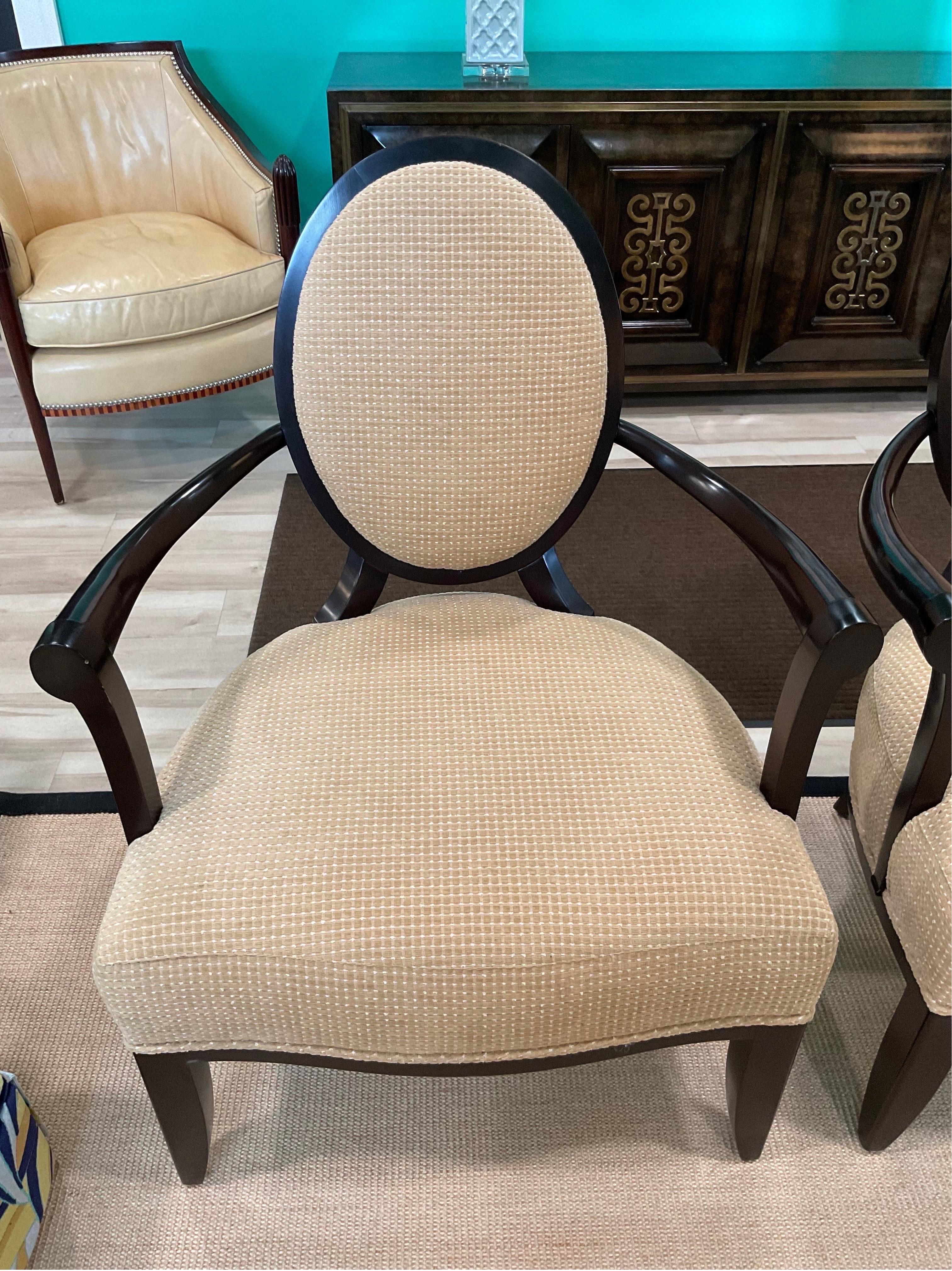 American 1980s Barbara Barry for Baker Furniture Oval X Back Chairs, a Pair