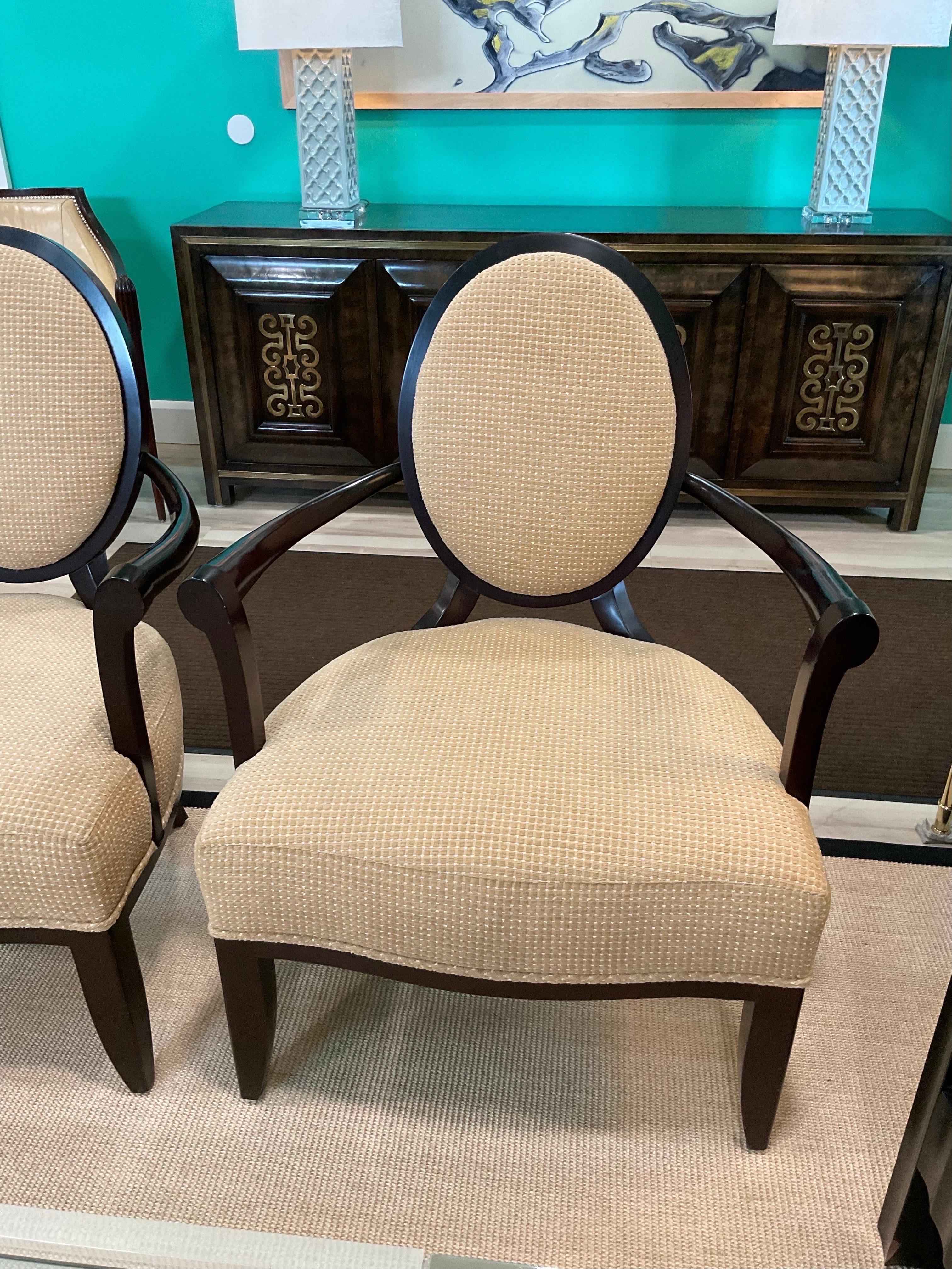 1980s Barbara Barry for Baker Furniture Oval X Back Chairs, a Pair In Good Condition In Hartville, OH