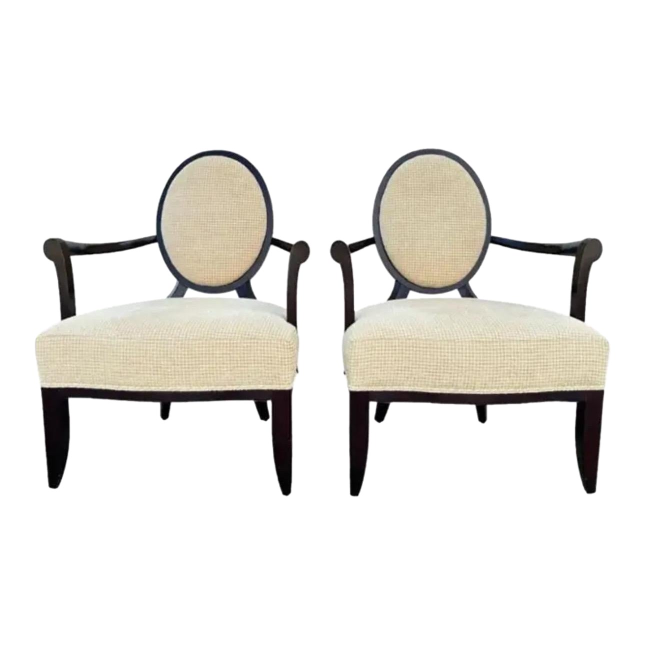 1980s Barbara Barry for Baker Furniture Oval X Back Chairs, a Pair