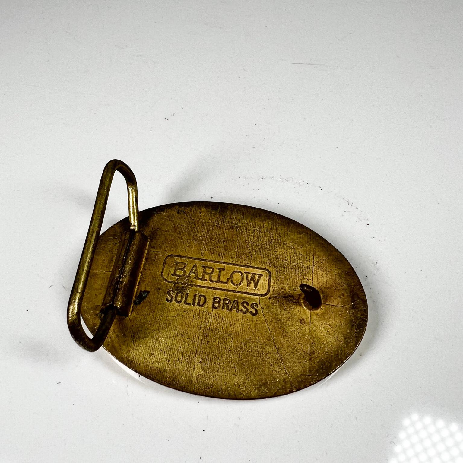 Modern 1980s Barlow Solid Brass Vintage Belt Buckle Sailboat