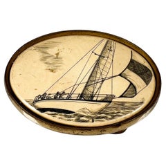 1980s Barlow Solid Brass Vintage Belt Buckle Sailboat