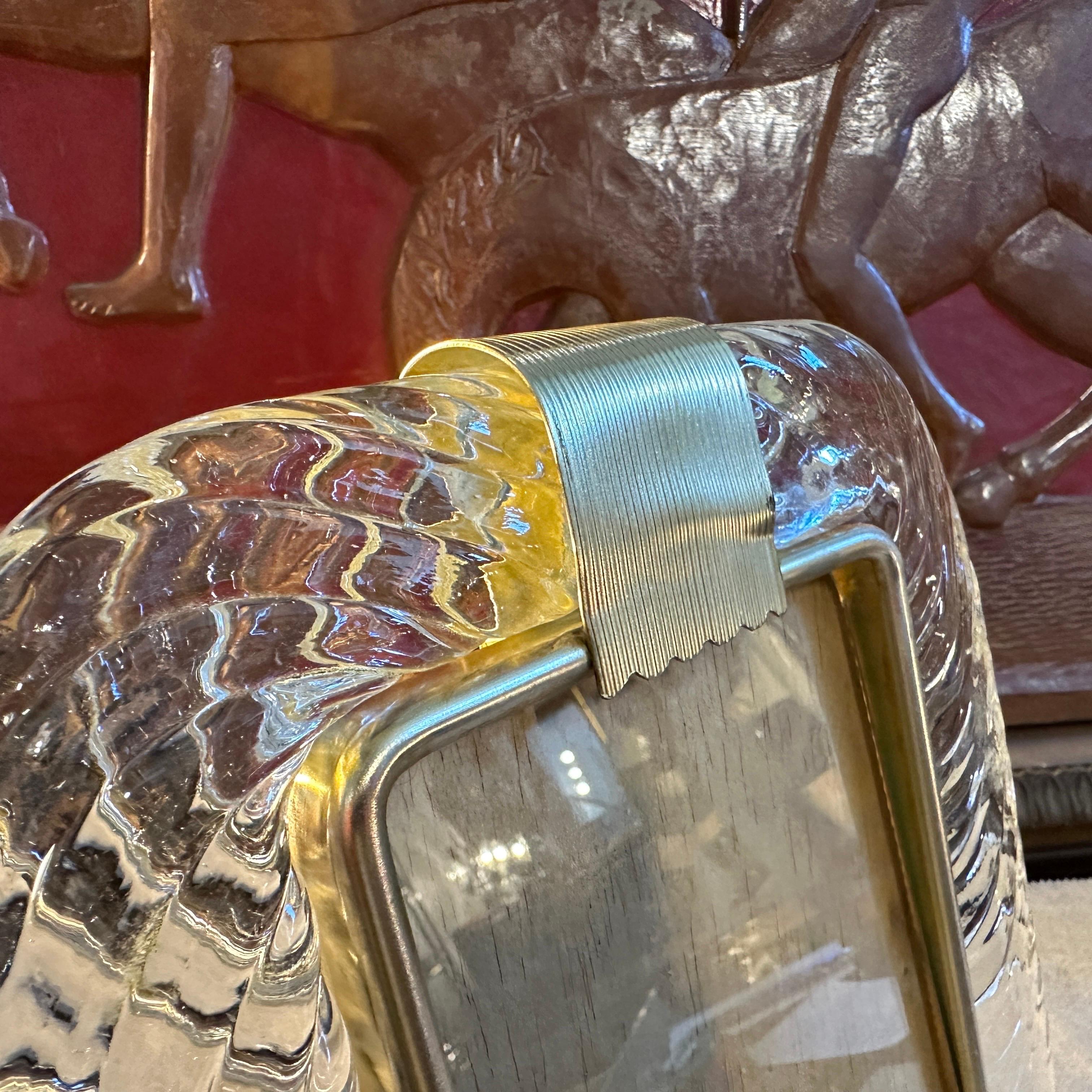1980er Jahre Barovier Stil Art Deco Klar Murano Glas und Messing Bilderrahmen im Zustand „Gut“ im Angebot in Aci Castello, IT