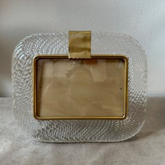 1980er Barovier Stil Art Deco Klar Murano Glas Bilderrahmen