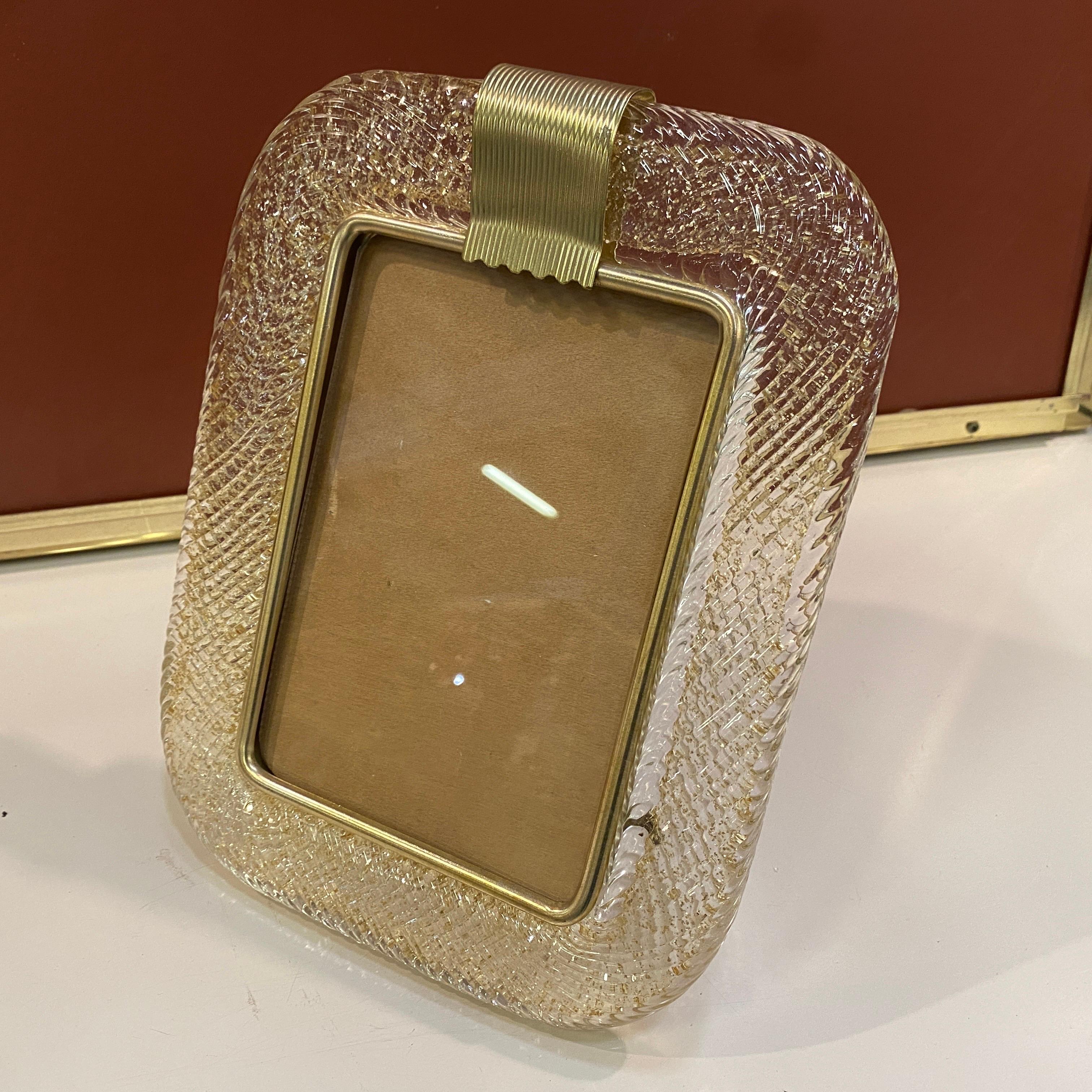 1980s Barovier Style Gold and Transparent Murano Glass Picture Frame 3