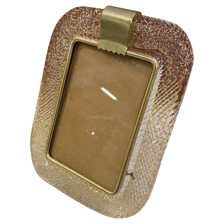 Style Rm15l Picture Frame 1980s Barovier Style Gold and Transparent Murano Glass Picture Frame ...