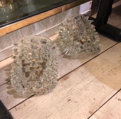 1980s Barovier Style Mid-Century Modern Rostrato Murano Glass Wall Sconces