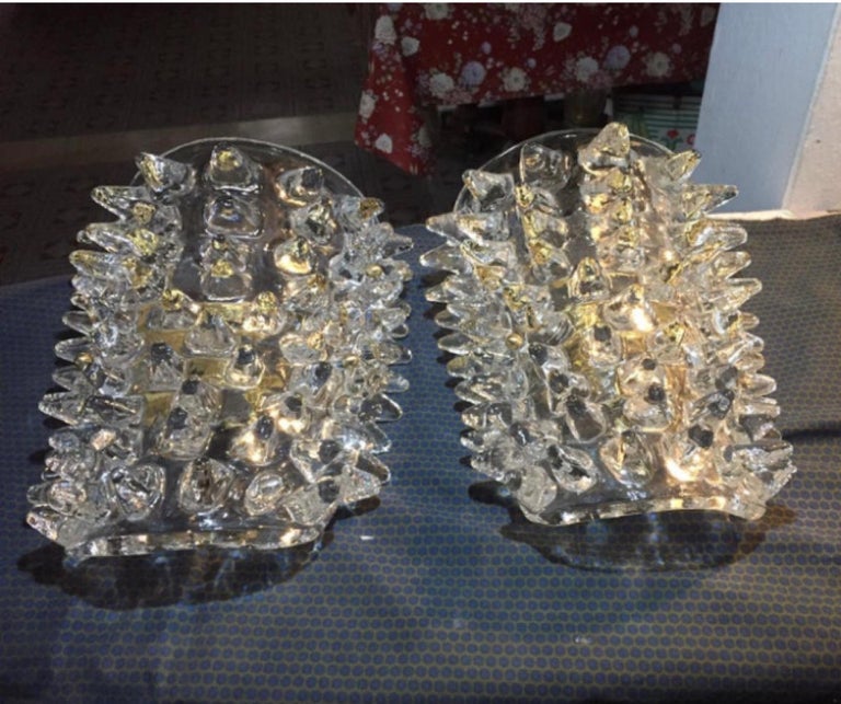 1980s Barovier Style Mid-Century Modern Rostrato Murano Glass Wall ...