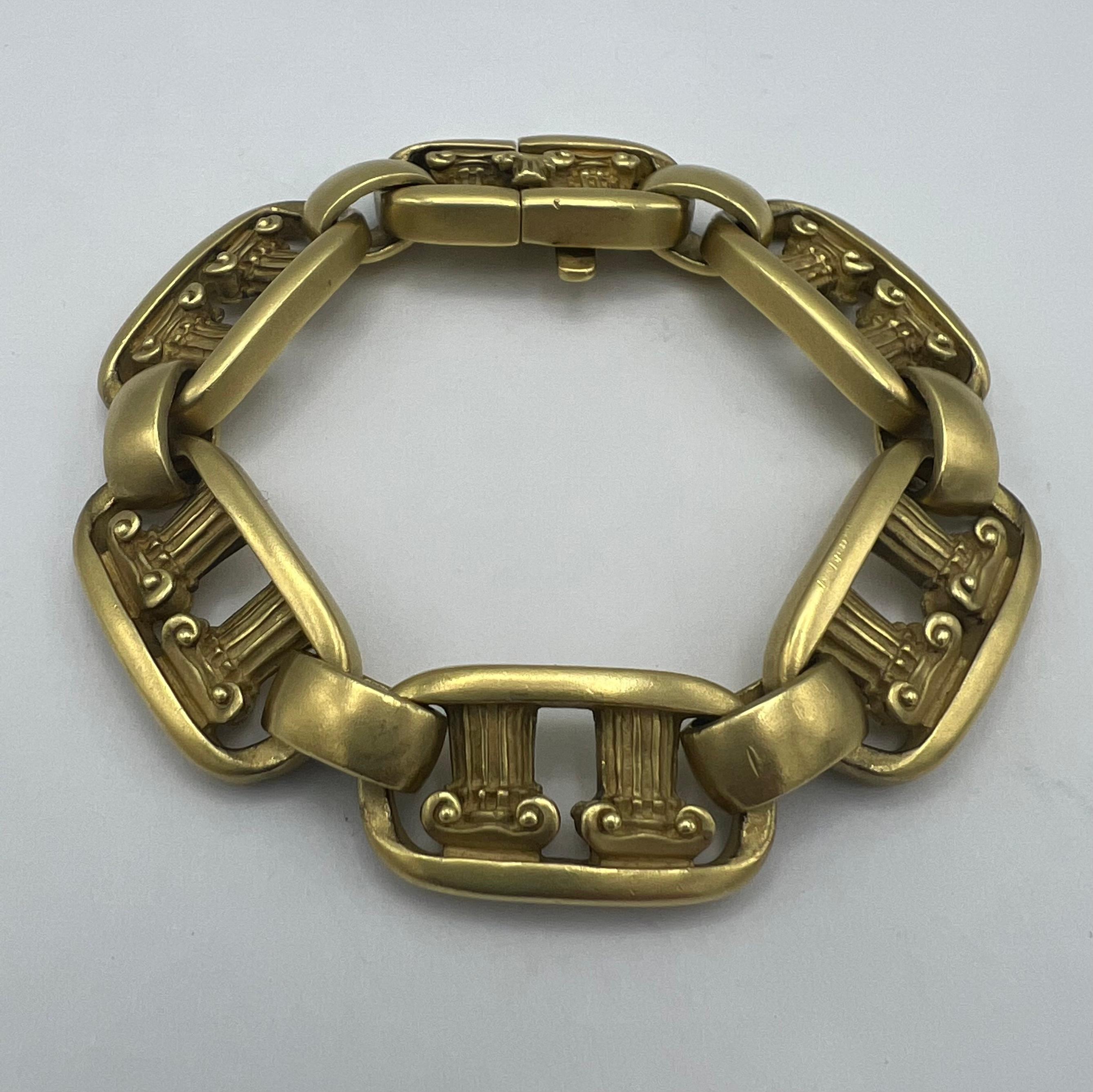 1980’s Barry Kieselstein- Cord Yellow Gold Link Bracelet For Sale 1