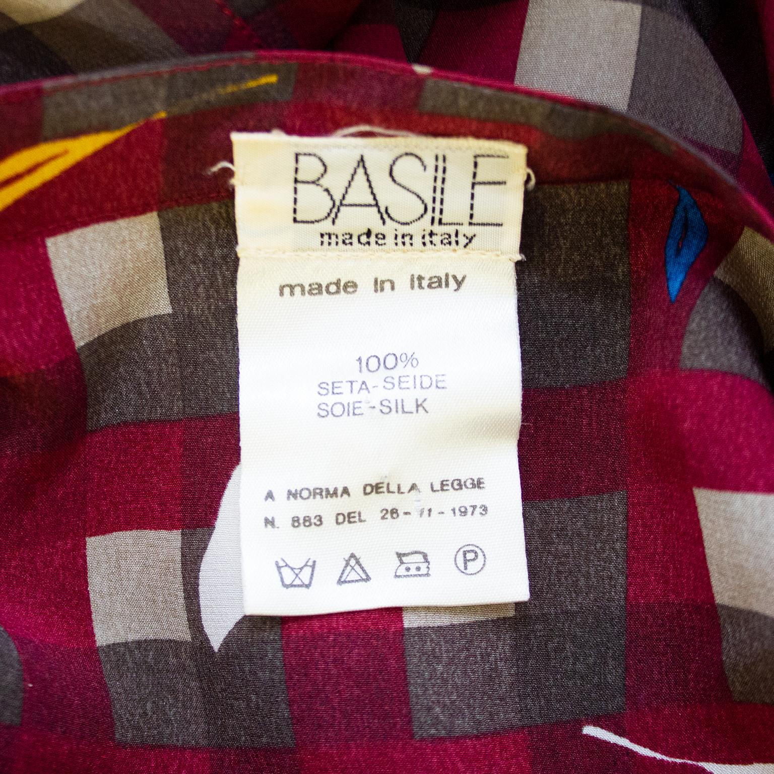 Women's 1980’s Basile Check and Feather Print Silk Dress For Sale