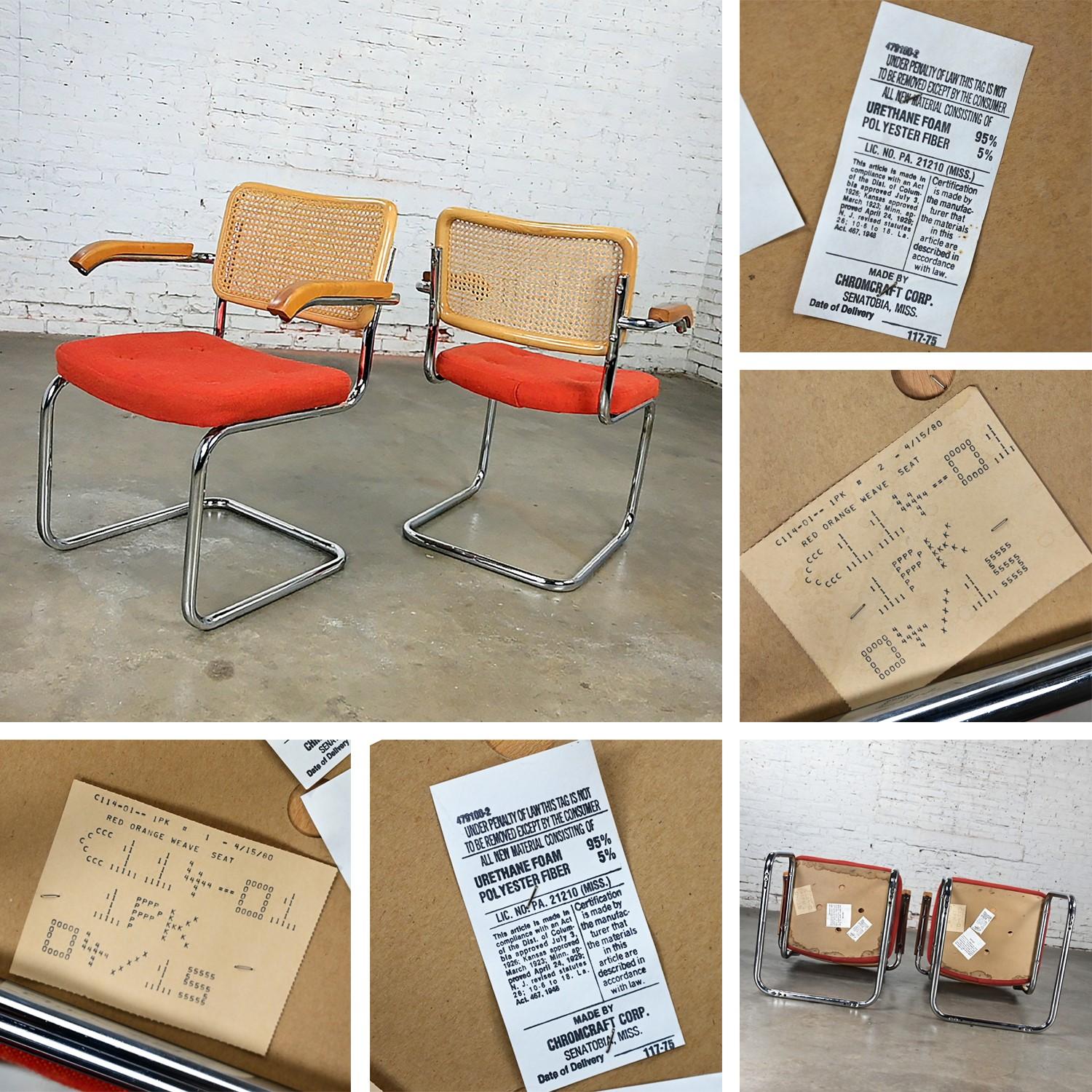 1980’s Bauhaus Pair Chromcraft Armchairs Style Cesca Chairs by Marcel Breuer For Sale 6