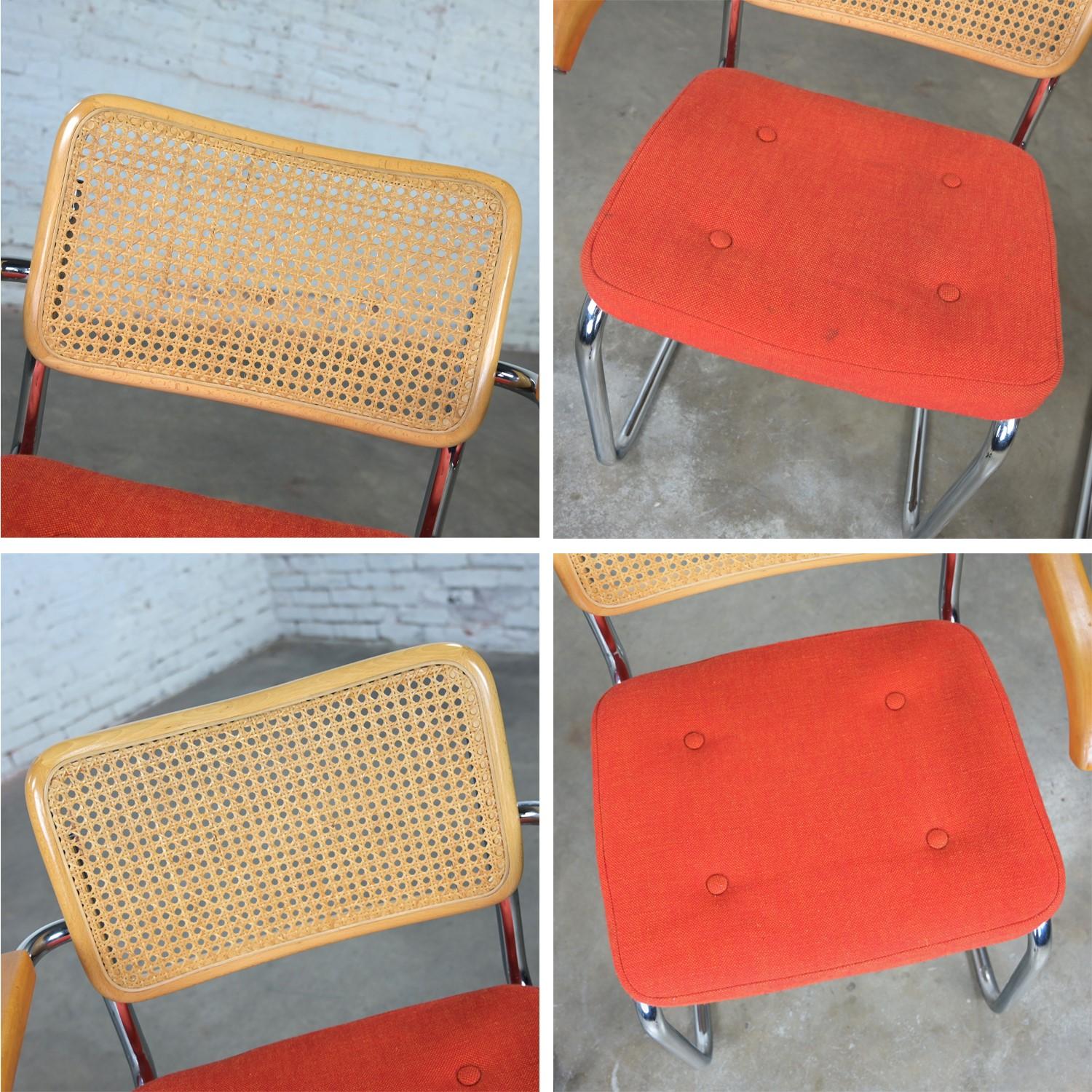1980’s Bauhaus Pair Chromcraft Armchairs Style Cesca Chairs by Marcel Breuer For Sale 7