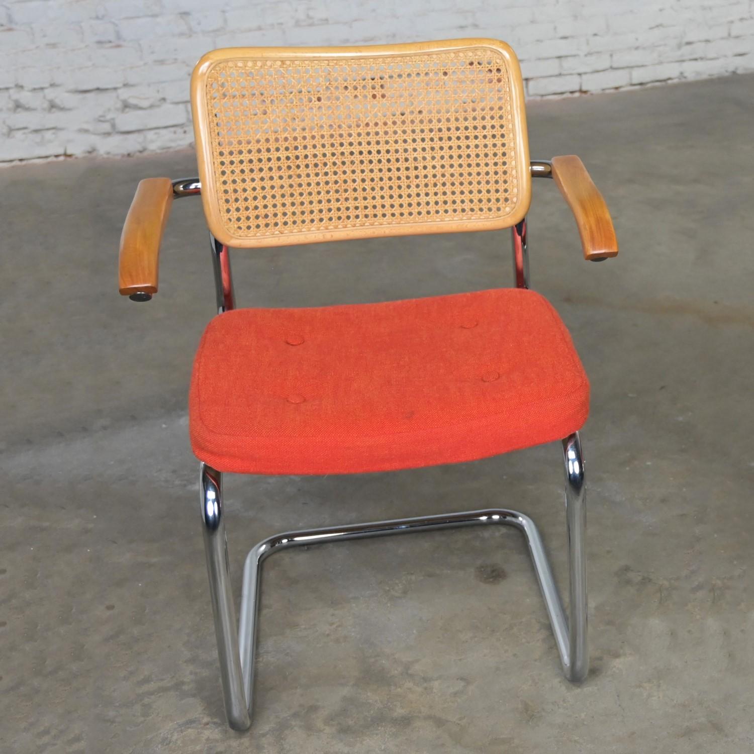 1980’s Bauhaus Pair Chromcraft Armchairs Style Cesca Chairs by Marcel Breuer For Sale 9