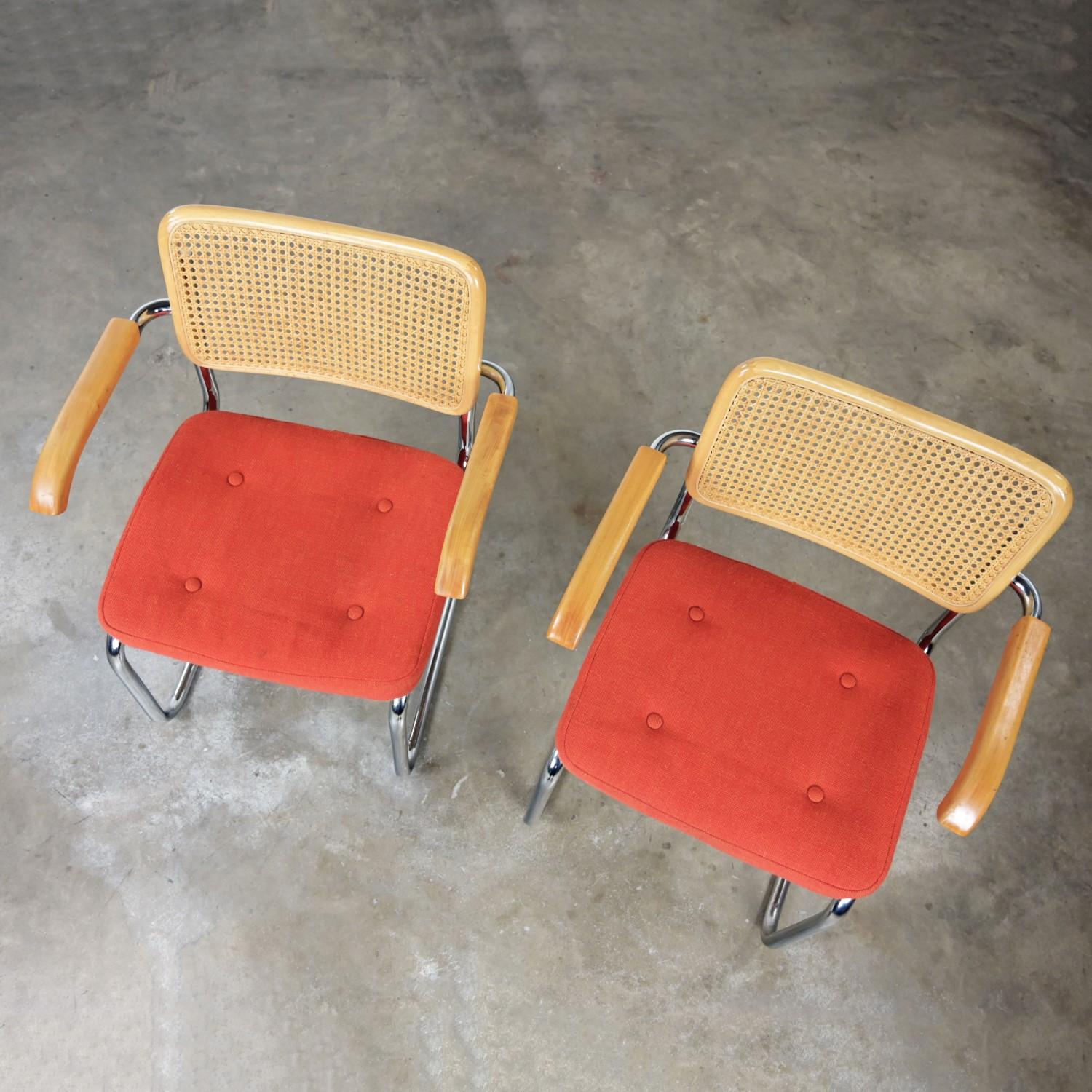 1980’s Bauhaus Pair Chromcraft Armchairs Style Cesca Chairs by Marcel Breuer For Sale 14