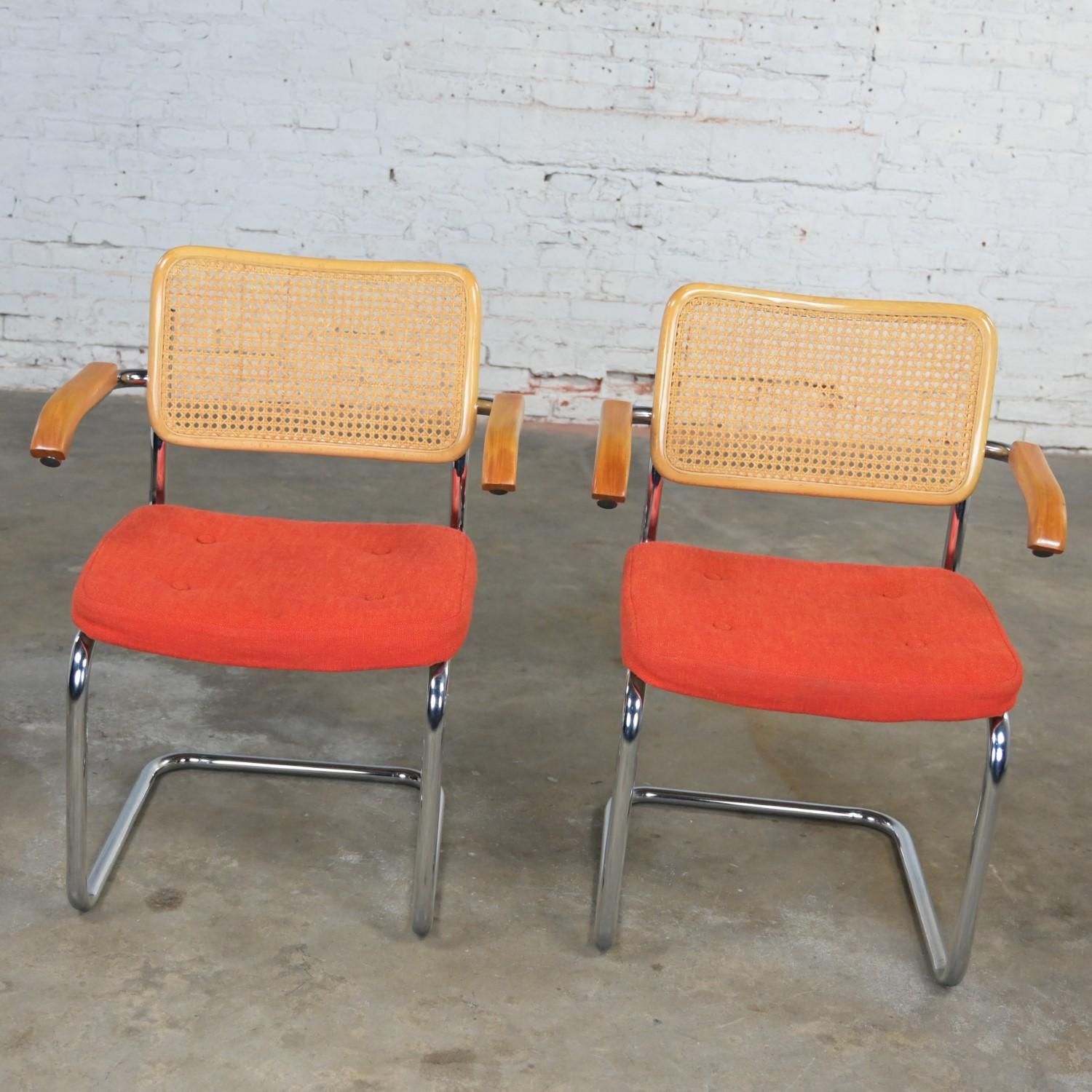 American 1980’s Bauhaus Pair Chromcraft Armchairs Style Cesca Chairs by Marcel Breuer For Sale
