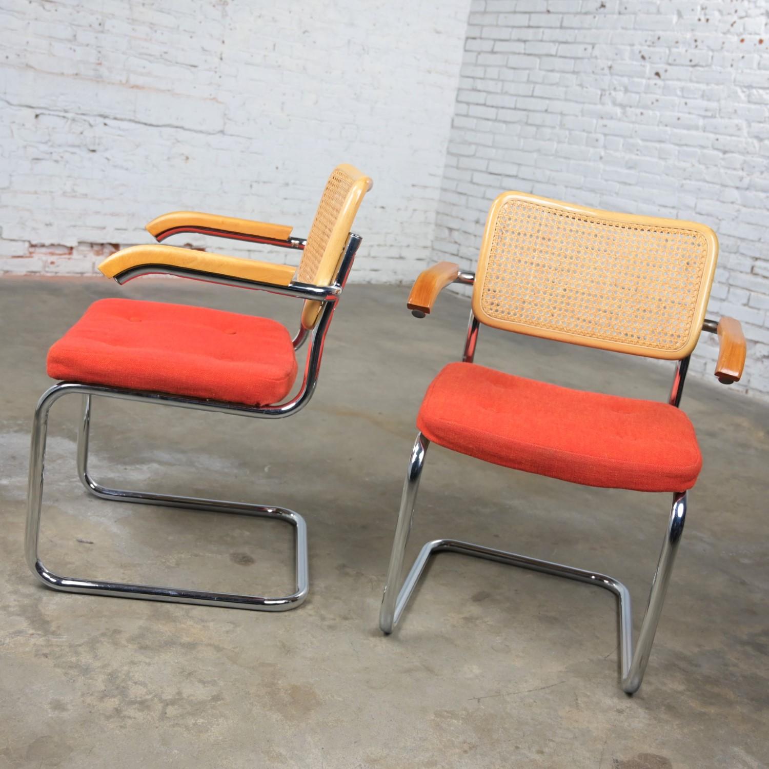 1980’s Bauhaus Pair Chromcraft Armchairs Style Cesca Chairs by Marcel Breuer For Sale 3