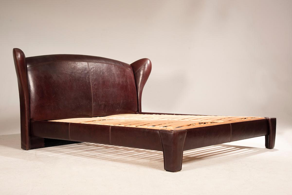 1980er Baxter Braunes Lederbett (Moderne)