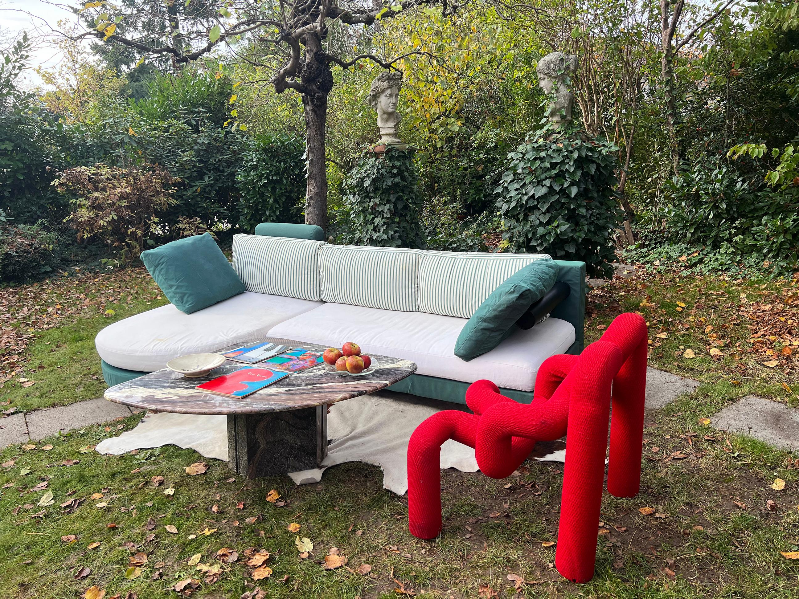 Italian 1980s B&b Italia Antonio Citterio Sity Sofa Sectional in Green and Eggshell-- 2 For Sale