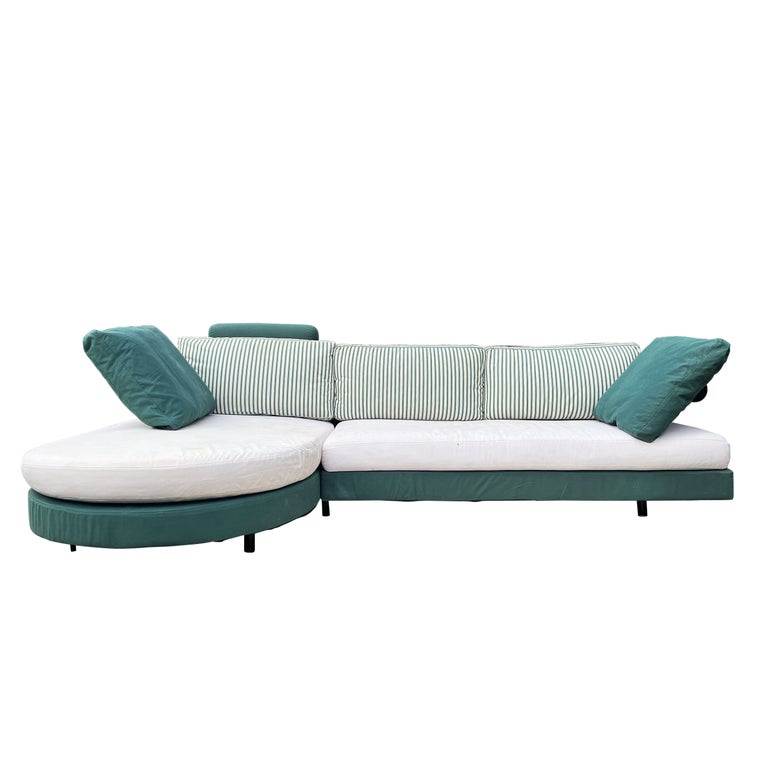 1980s B&b Italia Antonio Citterio Sity Sofa Sectional in Green and 1980s B&b Italia Antonio Citterio Sity Sofa Sectional in Green and