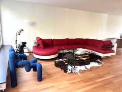 1980s B&B Italia Antonio Citterio Sity Sofa Sectional in Maroon and Eggshell