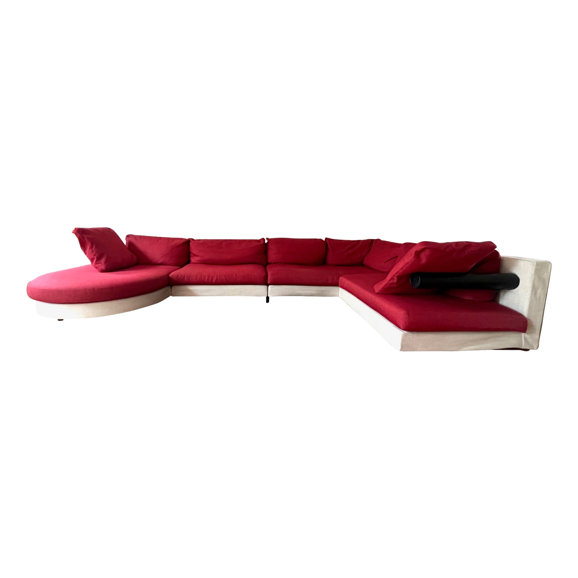 1980s B&B Italia Antonio Citterio Sity Sofa Sectional in Maroon and Eggshell