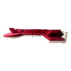 1980s B&B Italia Antonio Citterio Sity Sofa Sectional in Maroon and Eggshell
