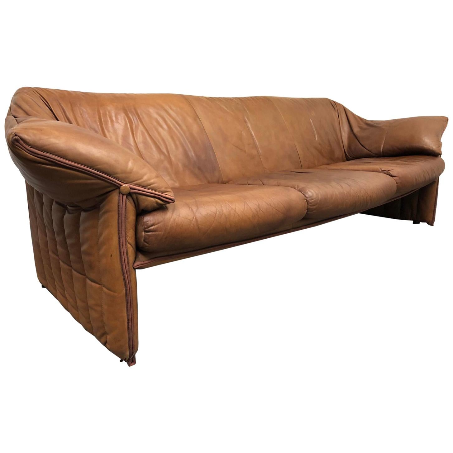 1980s B&B Italia Mario Bellini Le Stelle Leather Sofa For Sale