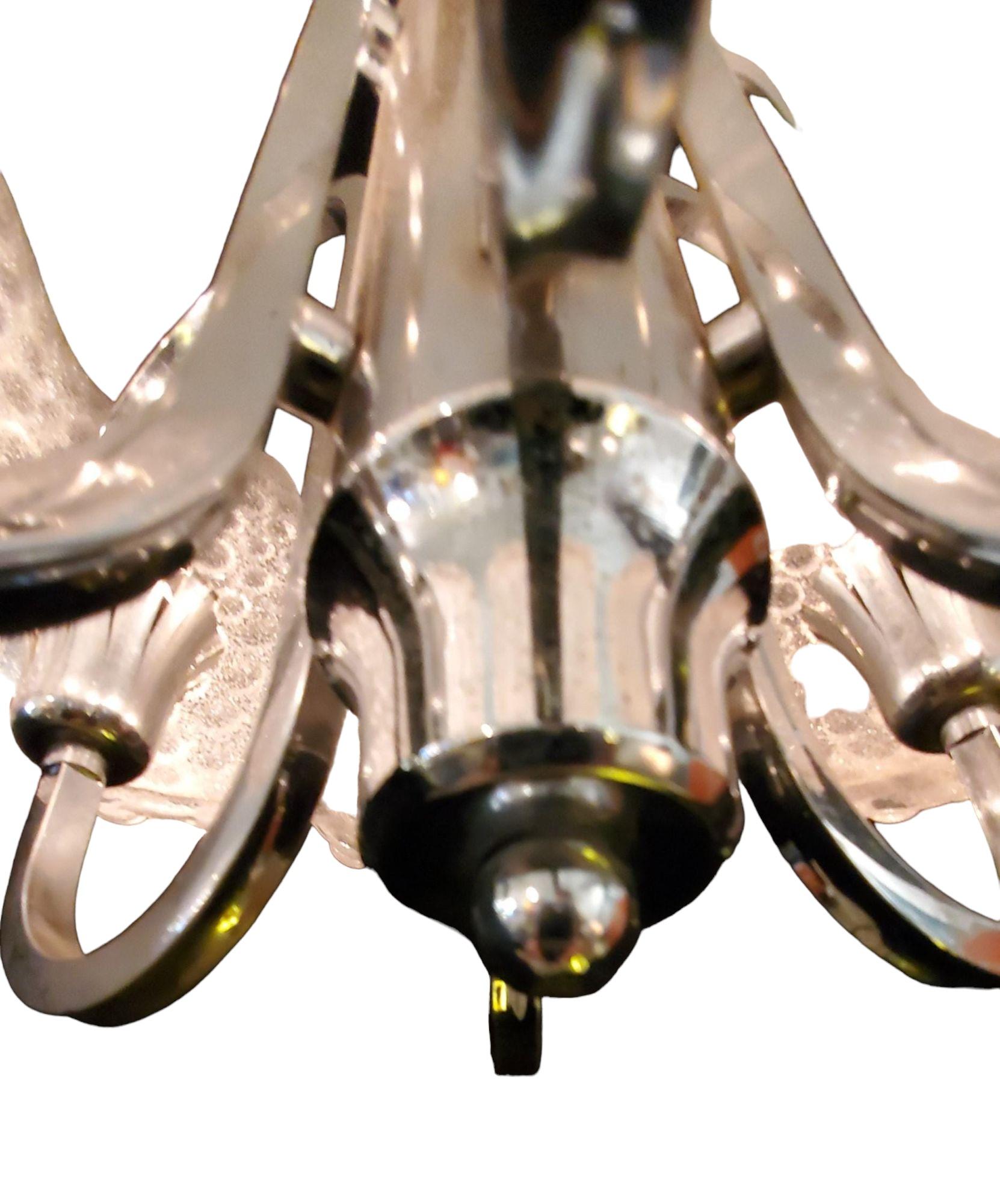 20th Century Beaded Murano Glass with Chrome Body Chandelier, 1980s  For Sale