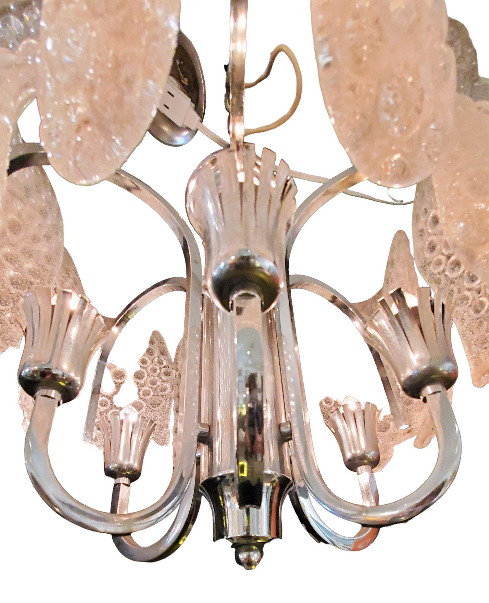Beaded Murano Glass with Chrome Body Chandelier, 1980s  For Sale 3