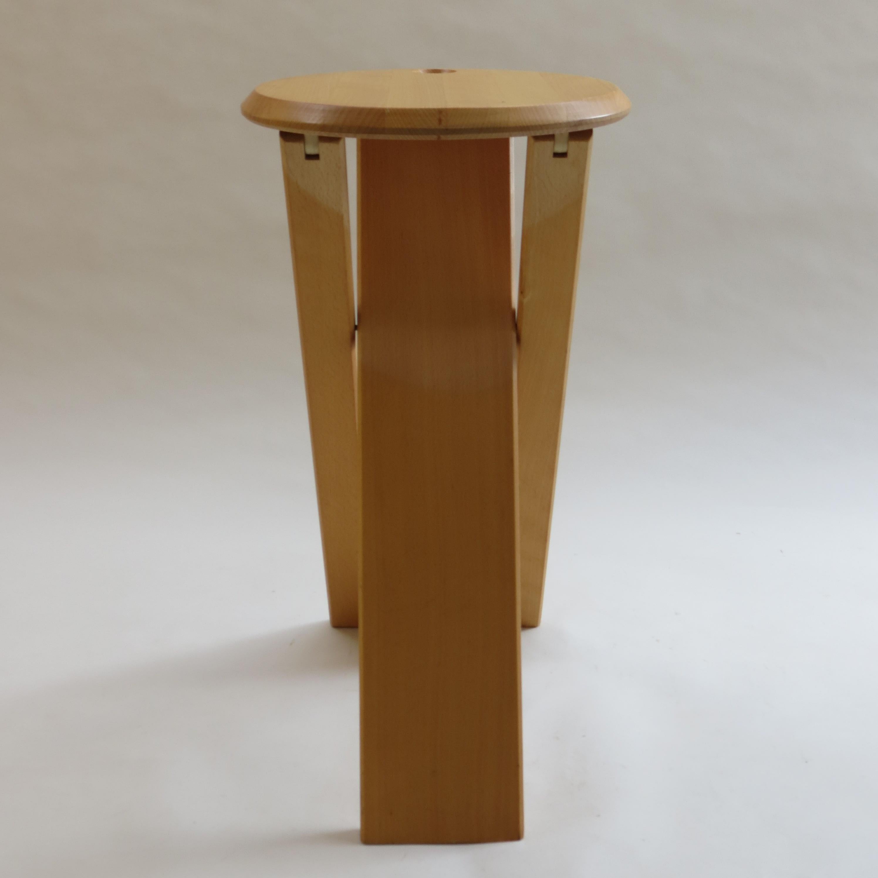 Mid-Century Modern 1980s Beech Folding Suzy Stool by Adrian Reed for Princes Design Works