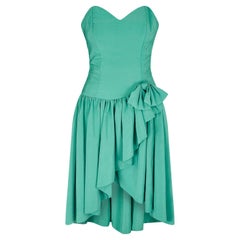 1980s Bees Knees Emerald Green Strapless Dress