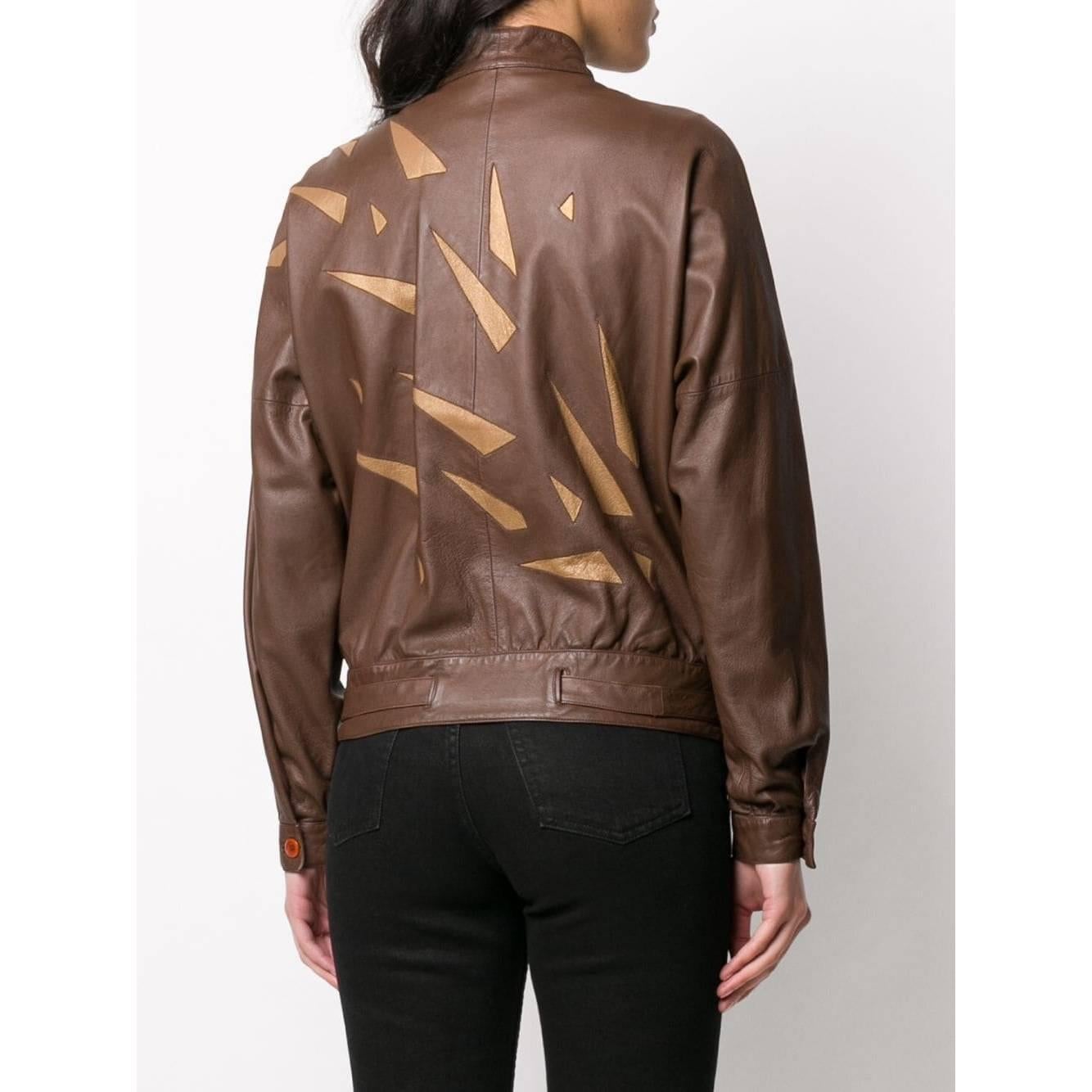 Black 1980s Beltrami Brown Leather Jacket For Sale