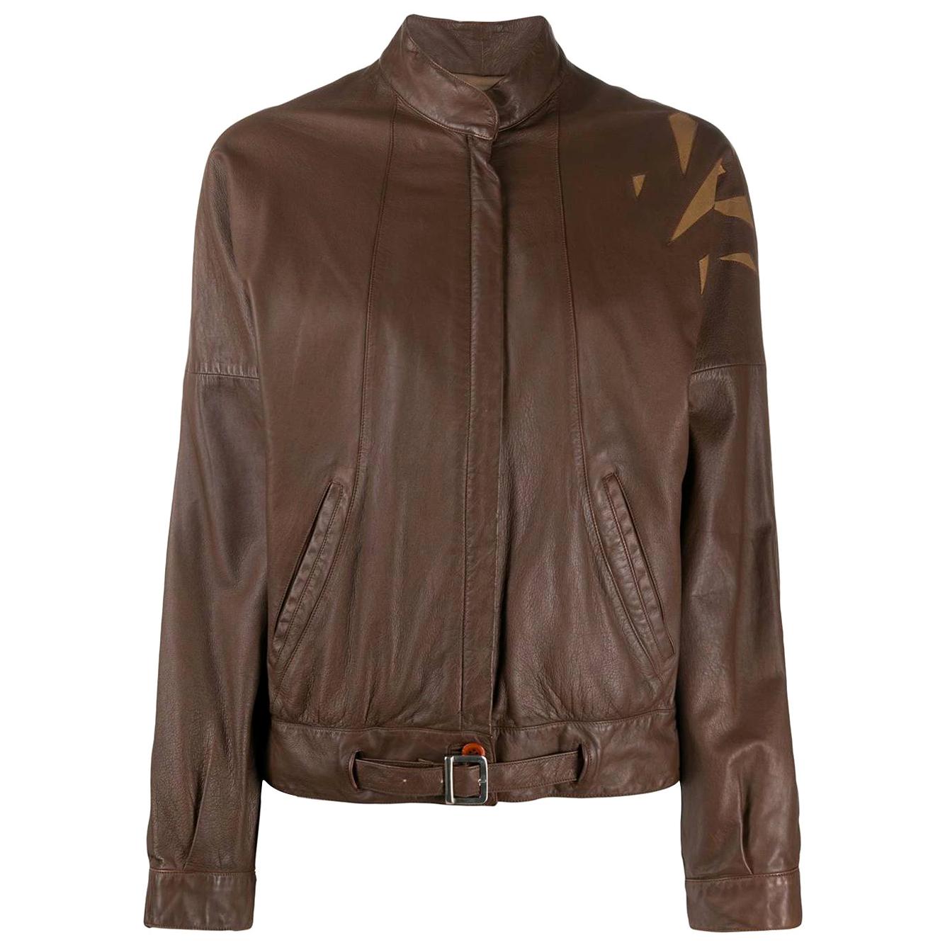 1980s Beltrami Brown Leather Jacket For Sale