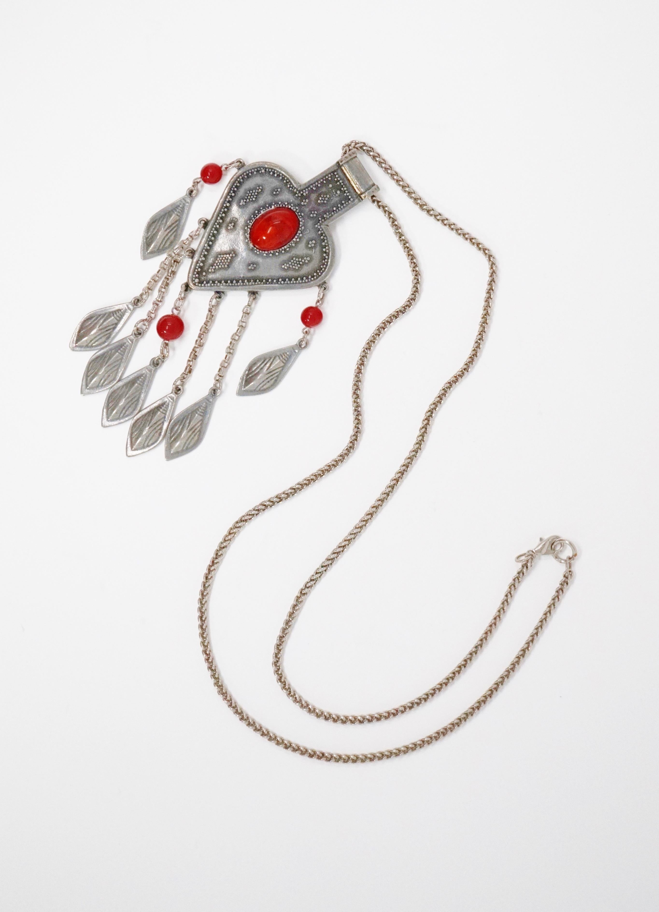 Moderniste Ben Amun, collier d'affirmation tribale en fausse cornaline, signé, années 1980 en vente