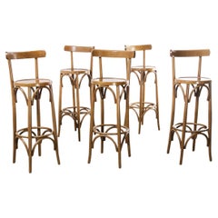 Used 1980's Bentwood Barstools High Back, Set of Five