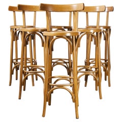 Used 1980's Bentwood Barstools High Back, Set of Seven