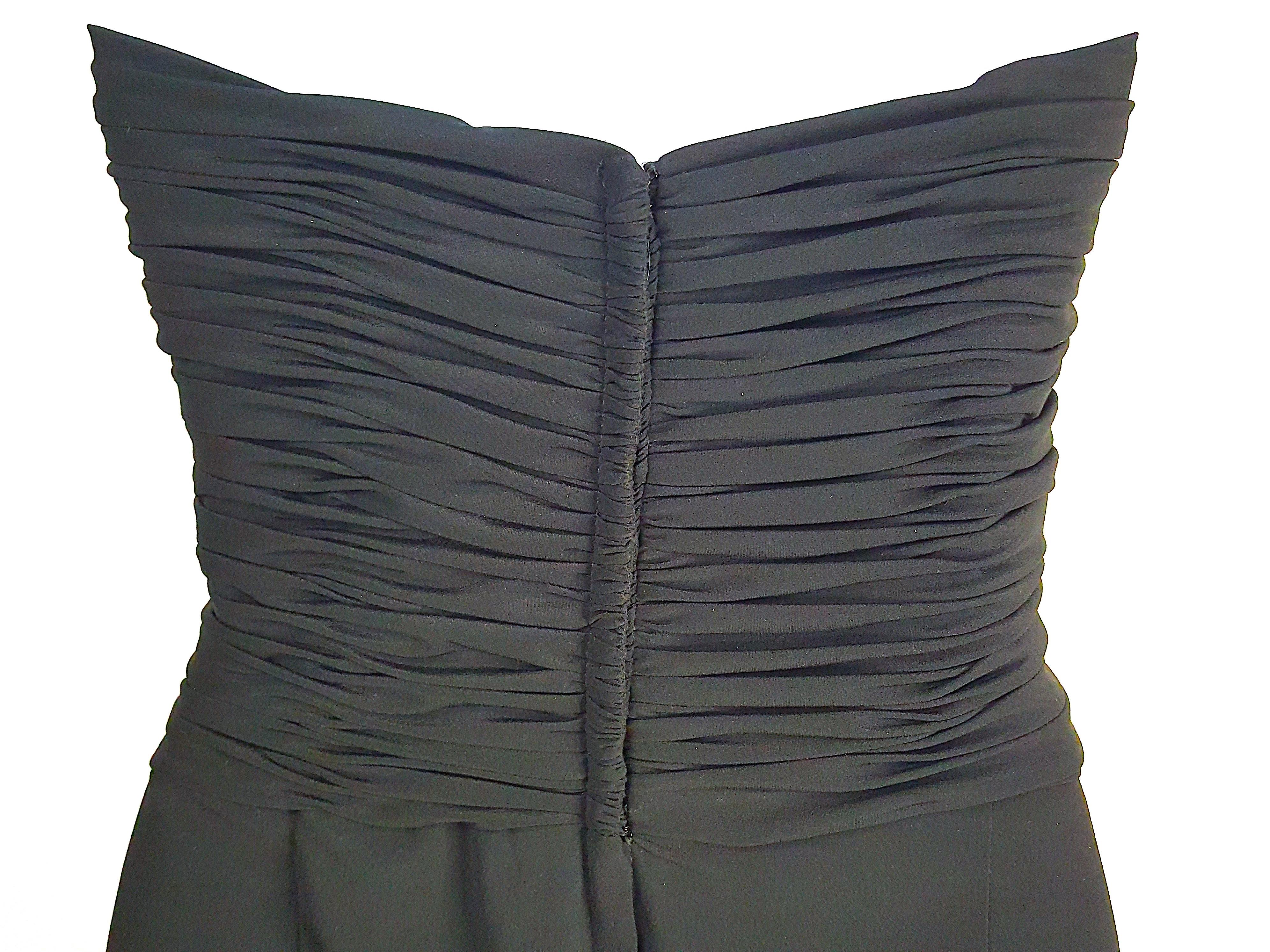 1980s BergdorfGoodman Costa Corseted Strapless Quintessential Little Black Dress For Sale 1