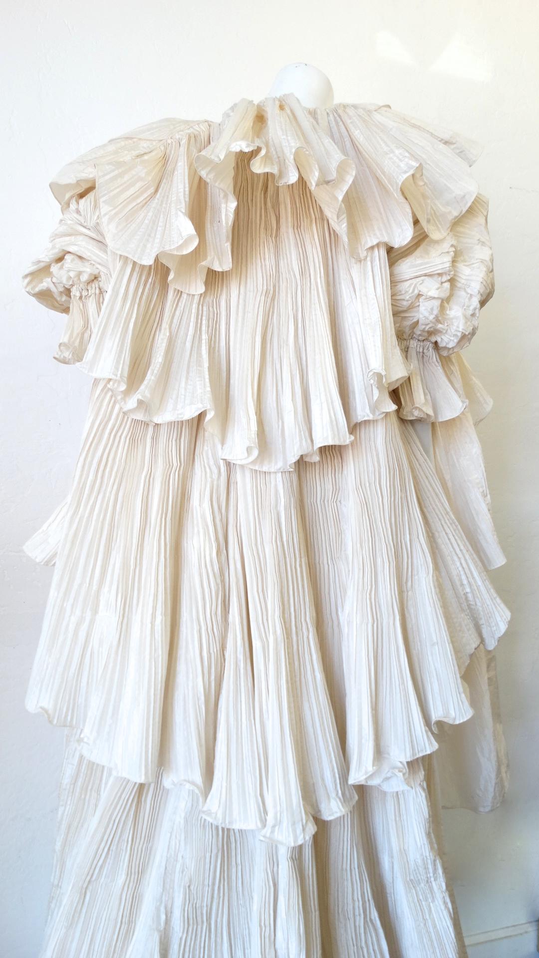 1980s Bernard Perris Couture Cream Silk Crepe Opera Coat 6