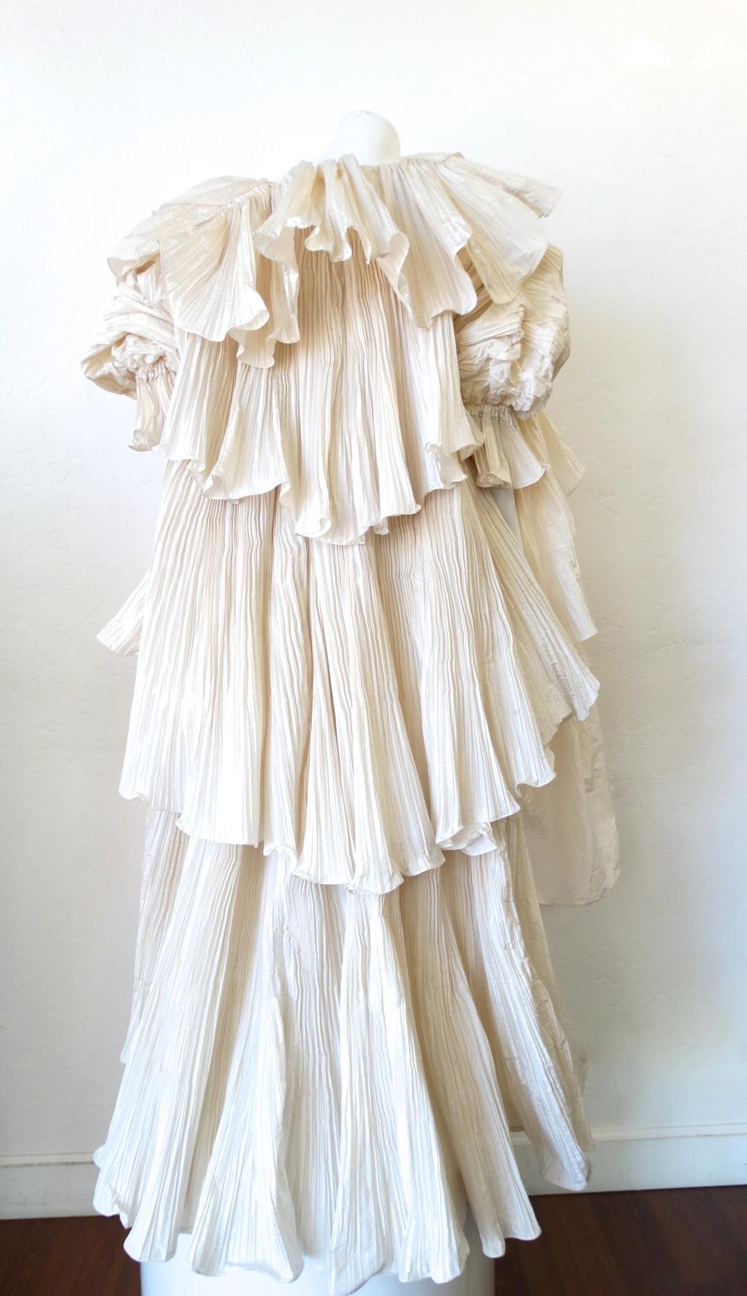 1980s Bernard Perris Couture Cream Silk Crepe Opera Coat 7